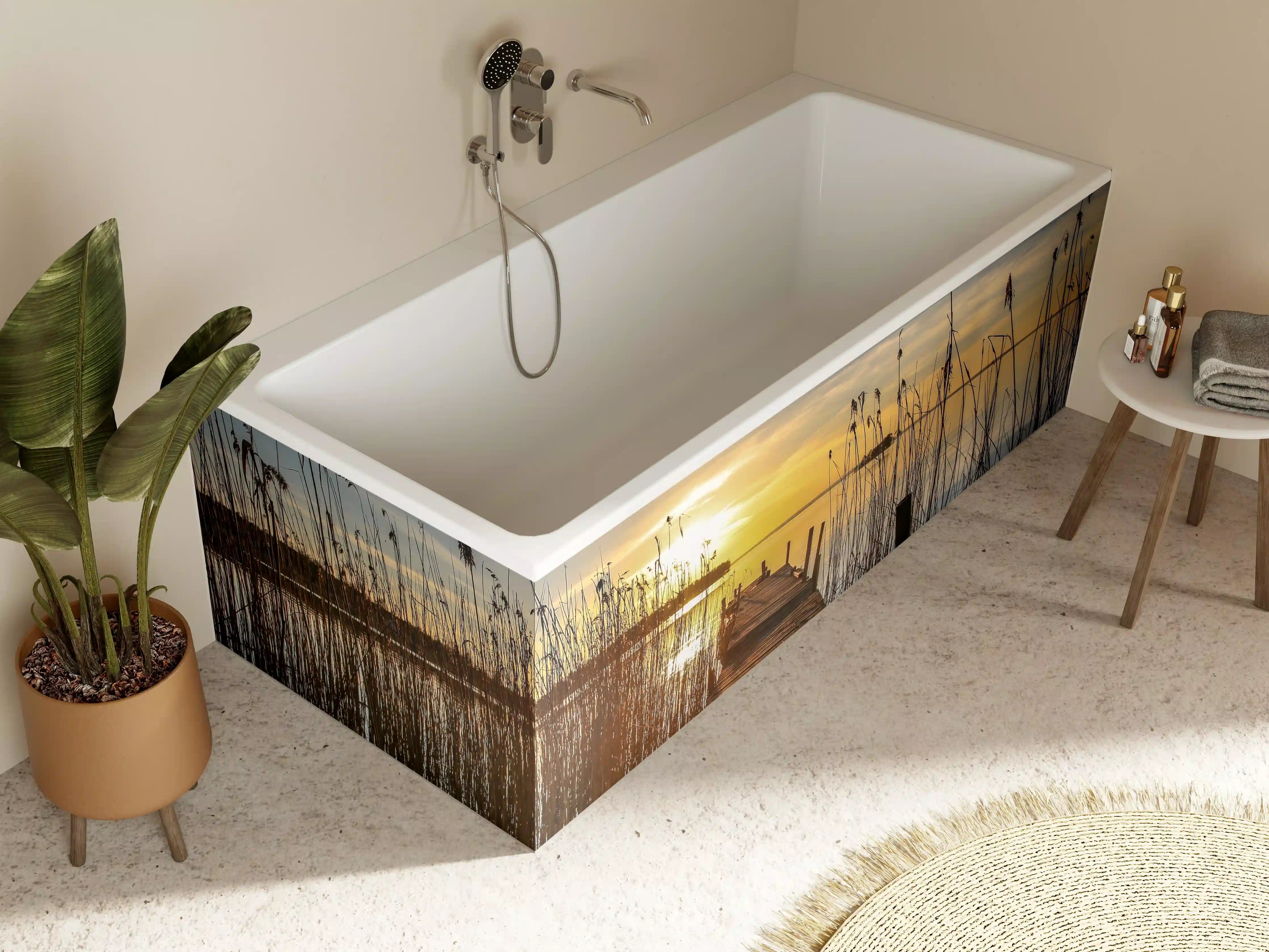 Badewannen-Rückwand - Morgengrau am Wassersteeg