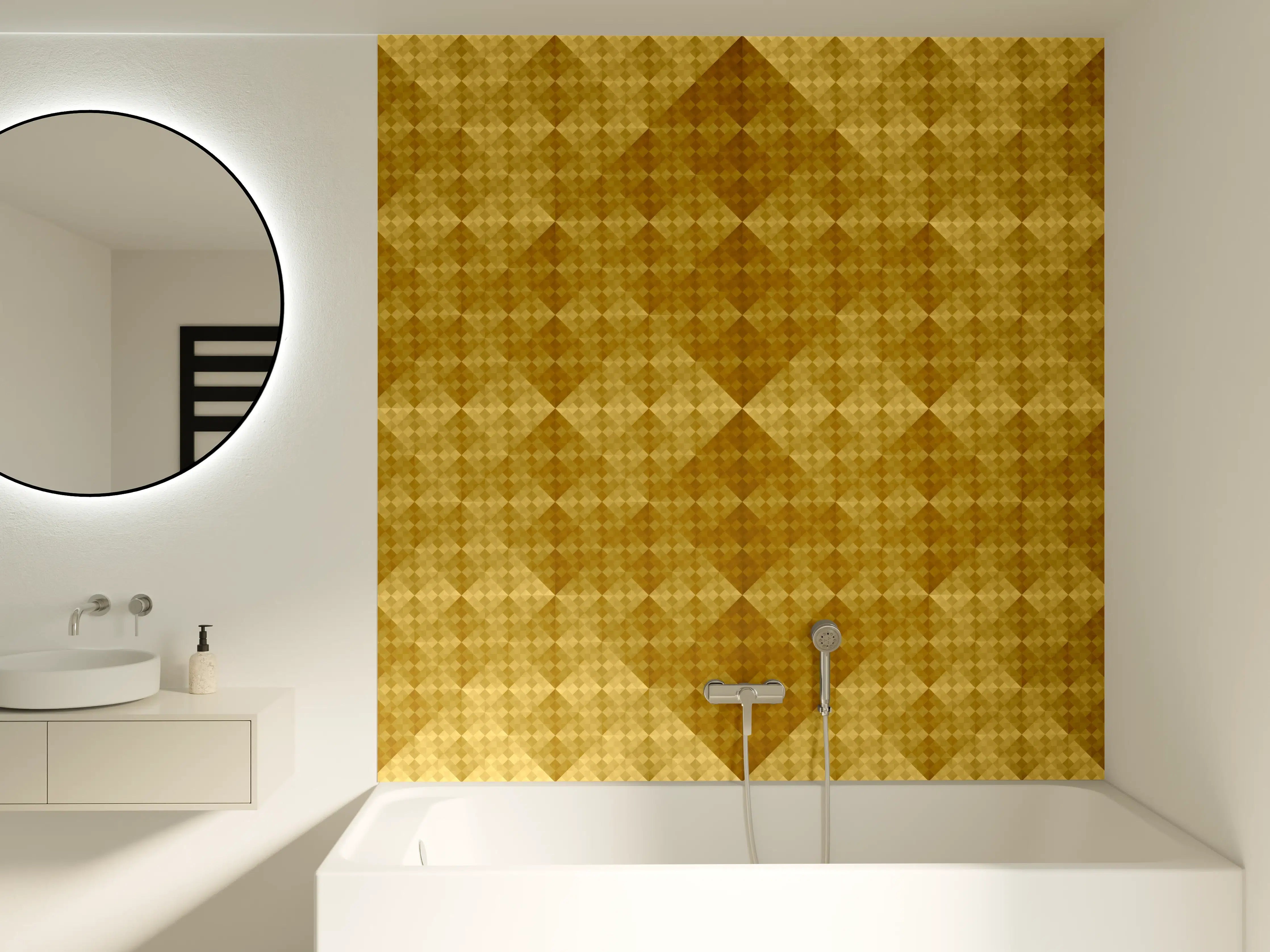 Badewannen-Rückwand - Mosaik Motiv - Goldfolie