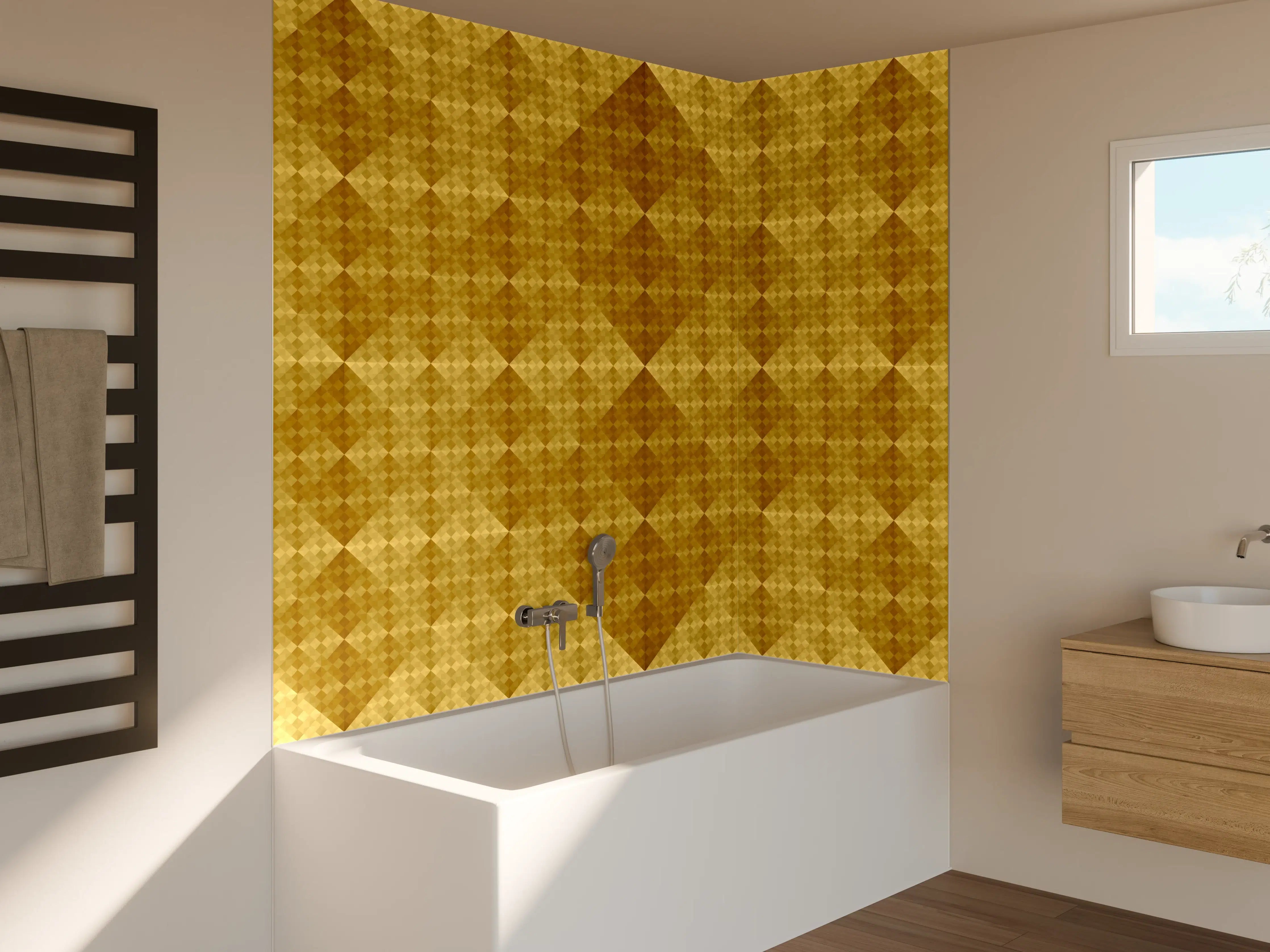 Badewannen-Rückwand - Mosaik Motiv - Goldfolie
