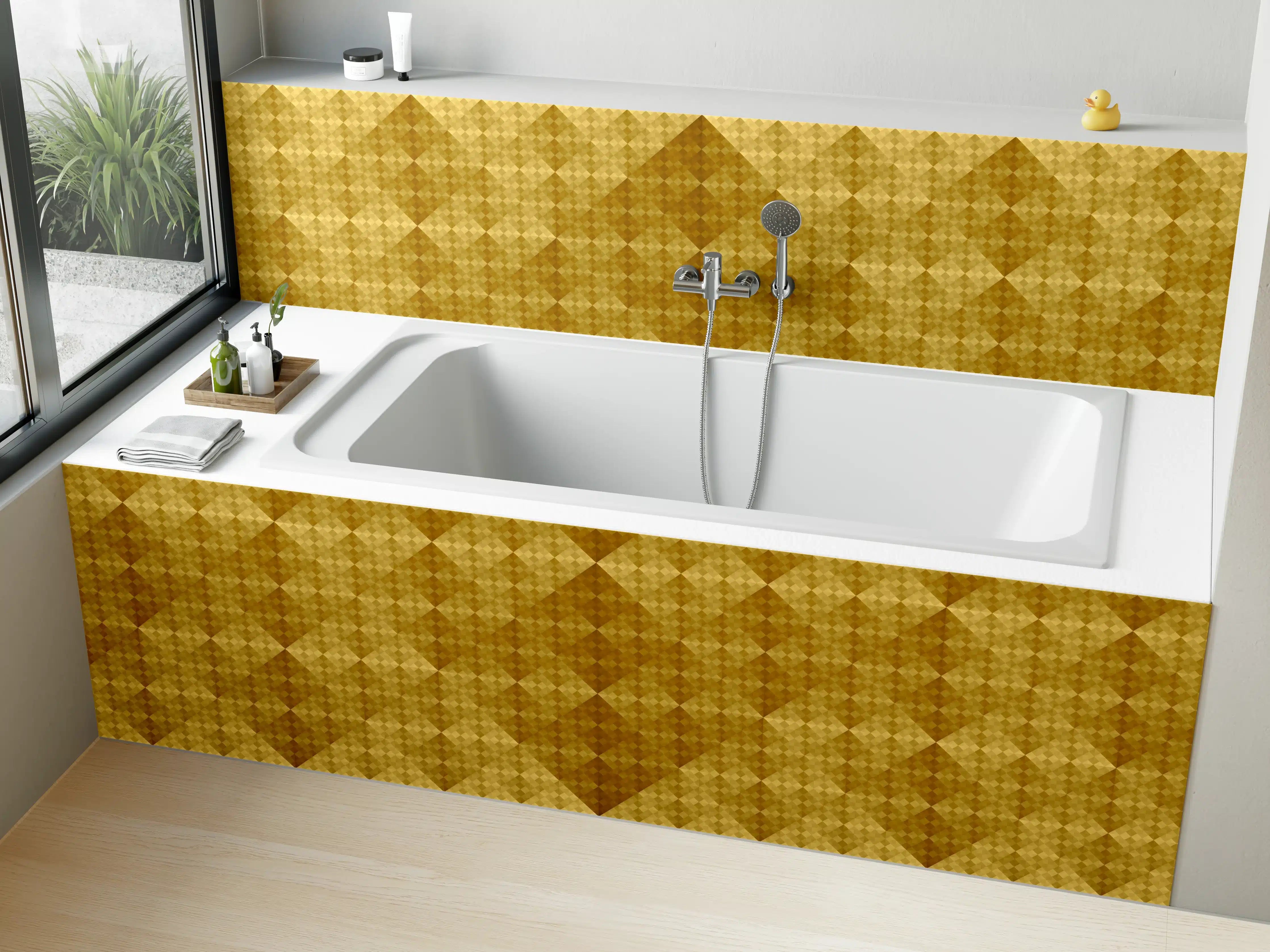 Badewannen-Rückwand - Mosaik Motiv - Goldfolie