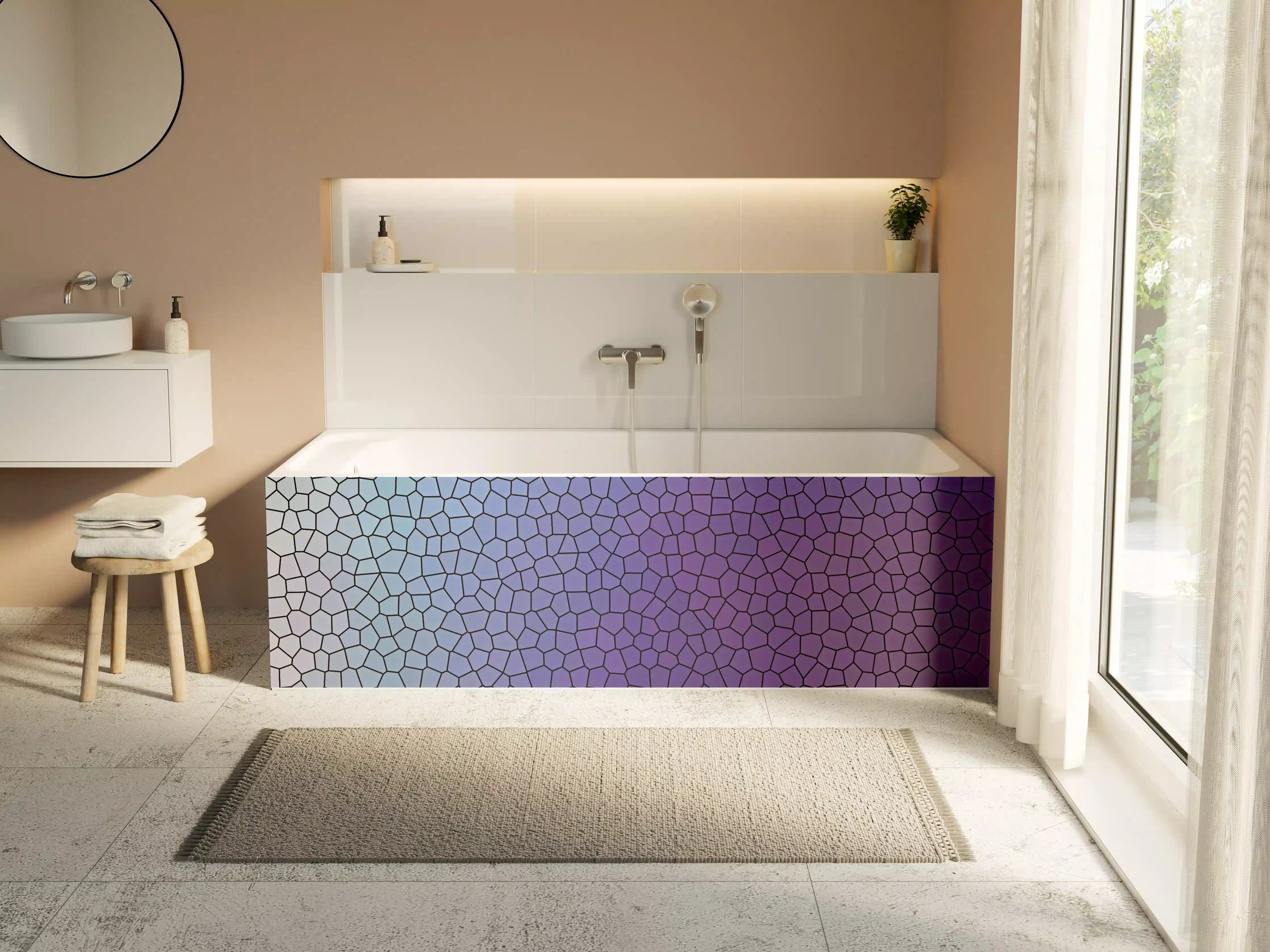 Badewannen-Rückwand - Mosaik mit lila-bläulichem Übergang