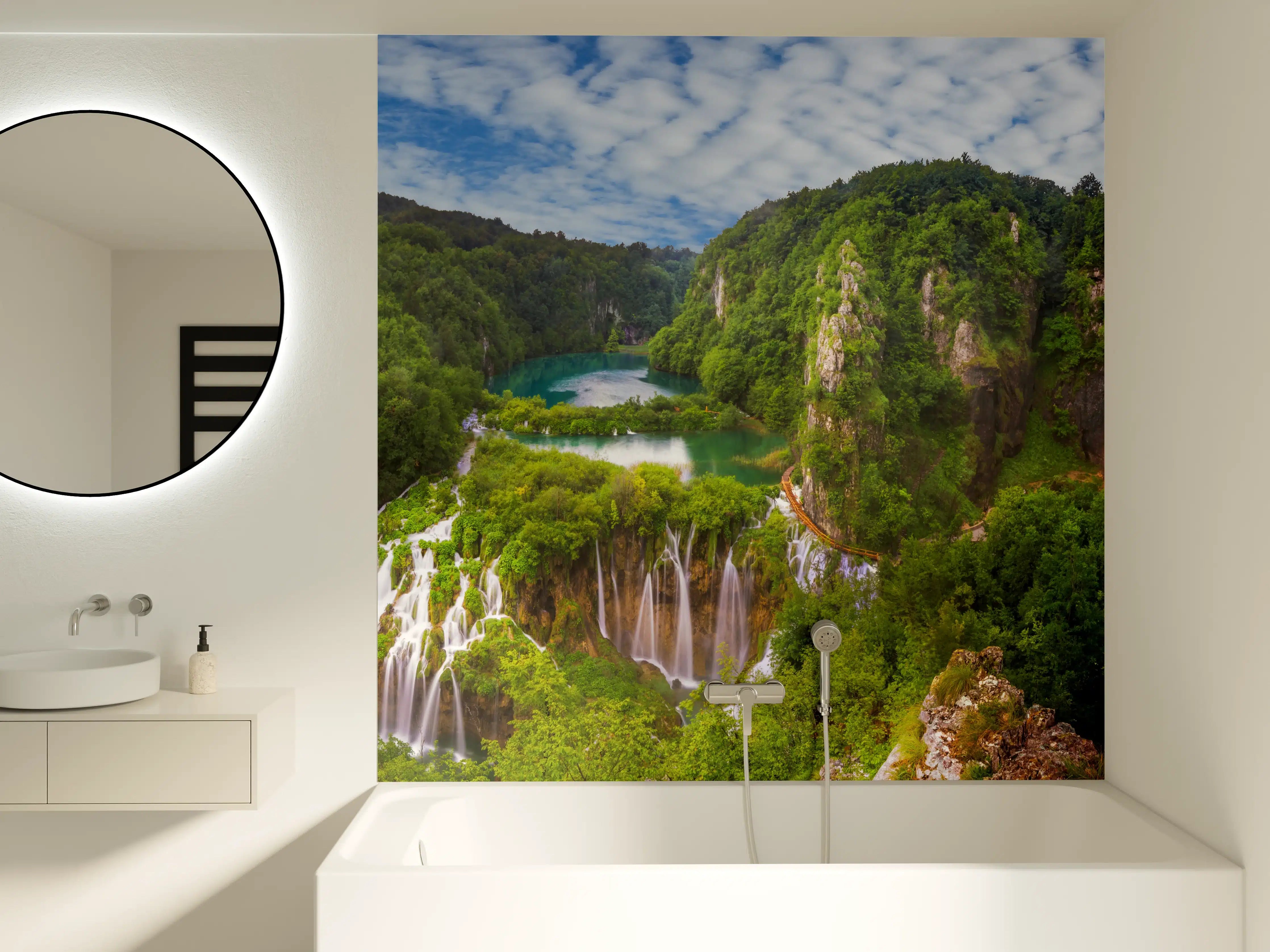 Badewannen-Rückwand - Multi-Wasserfall - Landschaft