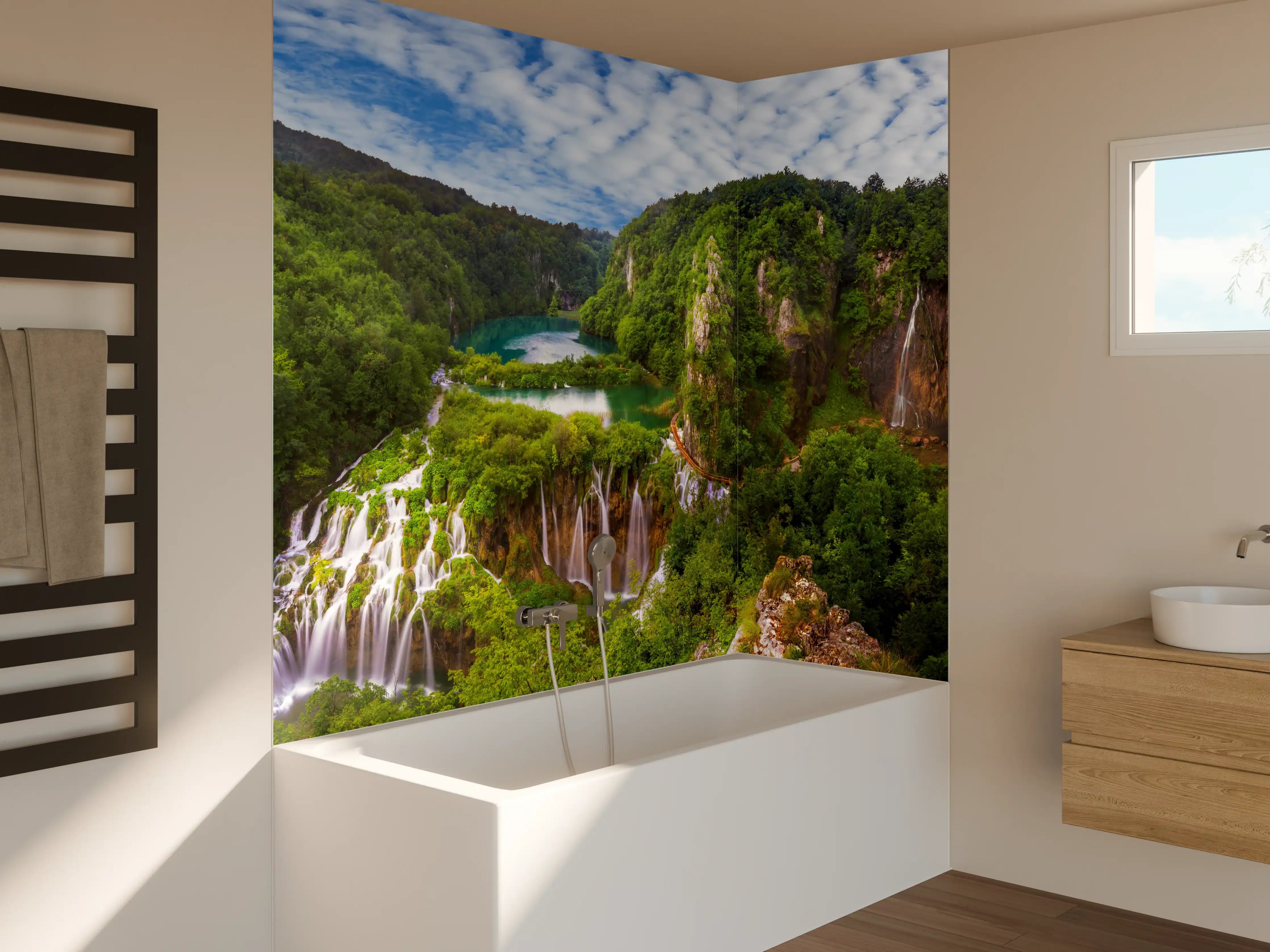 Badewannen-Rückwand - Multi-Wasserfall - Landschaft