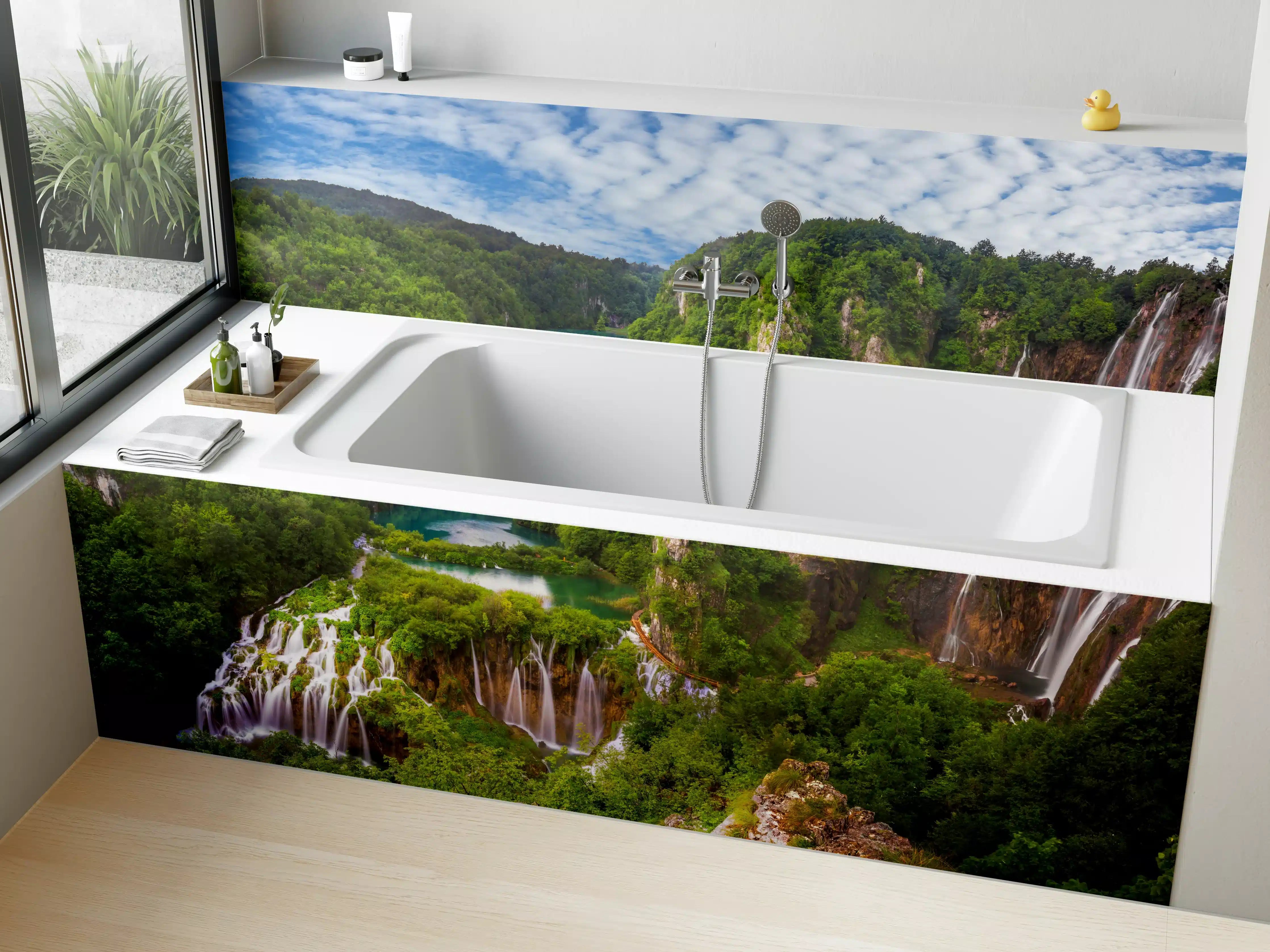 Badewannen-Rückwand - Multi-Wasserfall - Landschaft