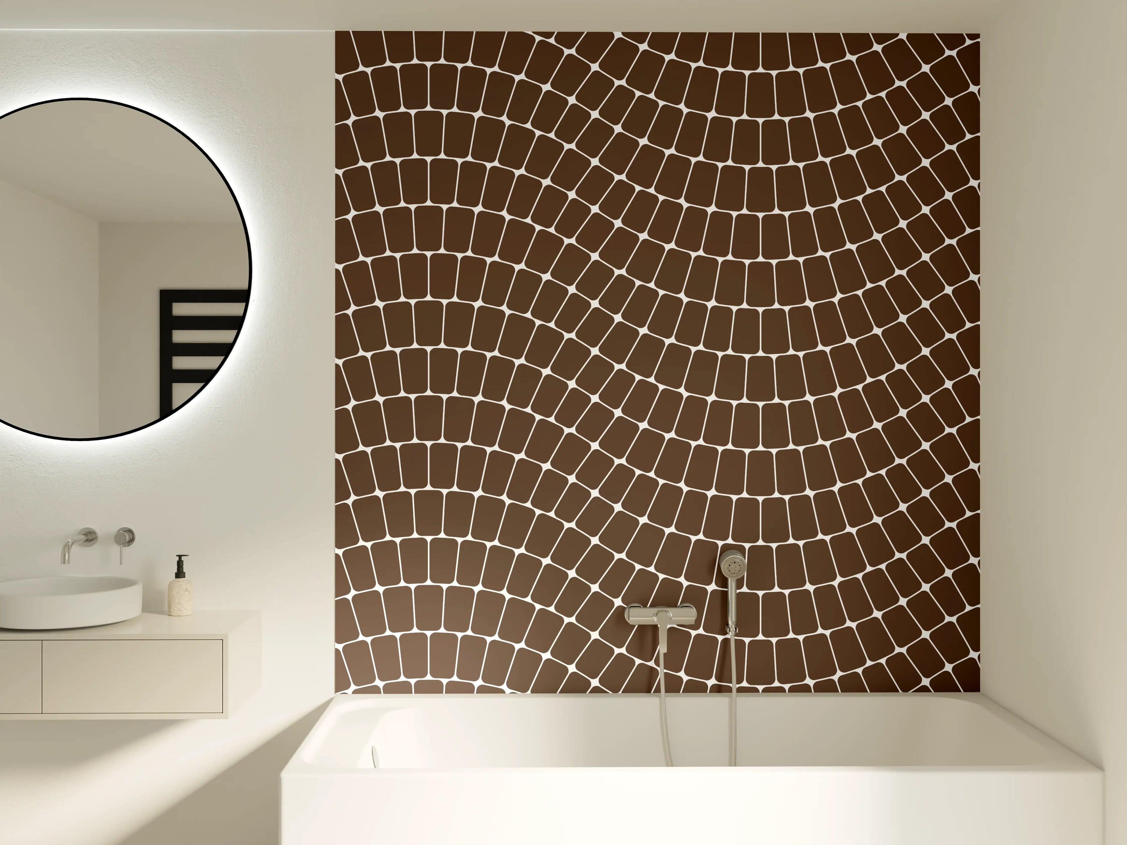 Badewannen-Rückwand - Musterhafte Mosaik-Textur in Braun