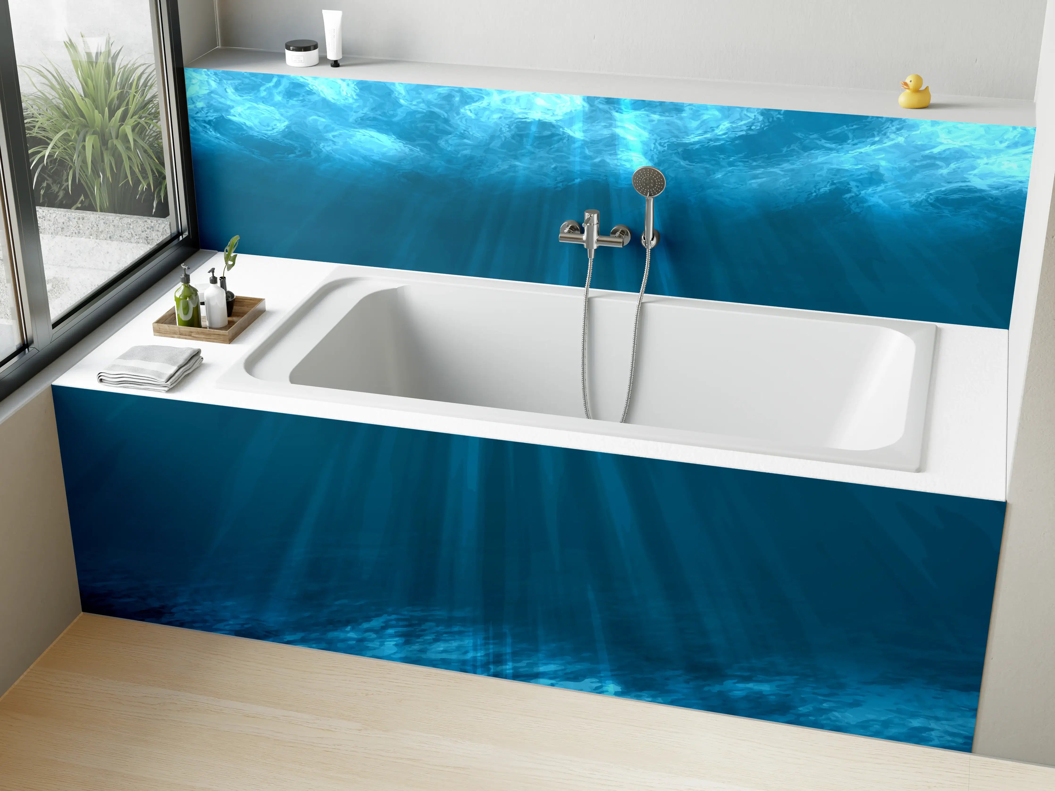 Badewannen-Rückwand - Mystische Unterwasserwelt Blau