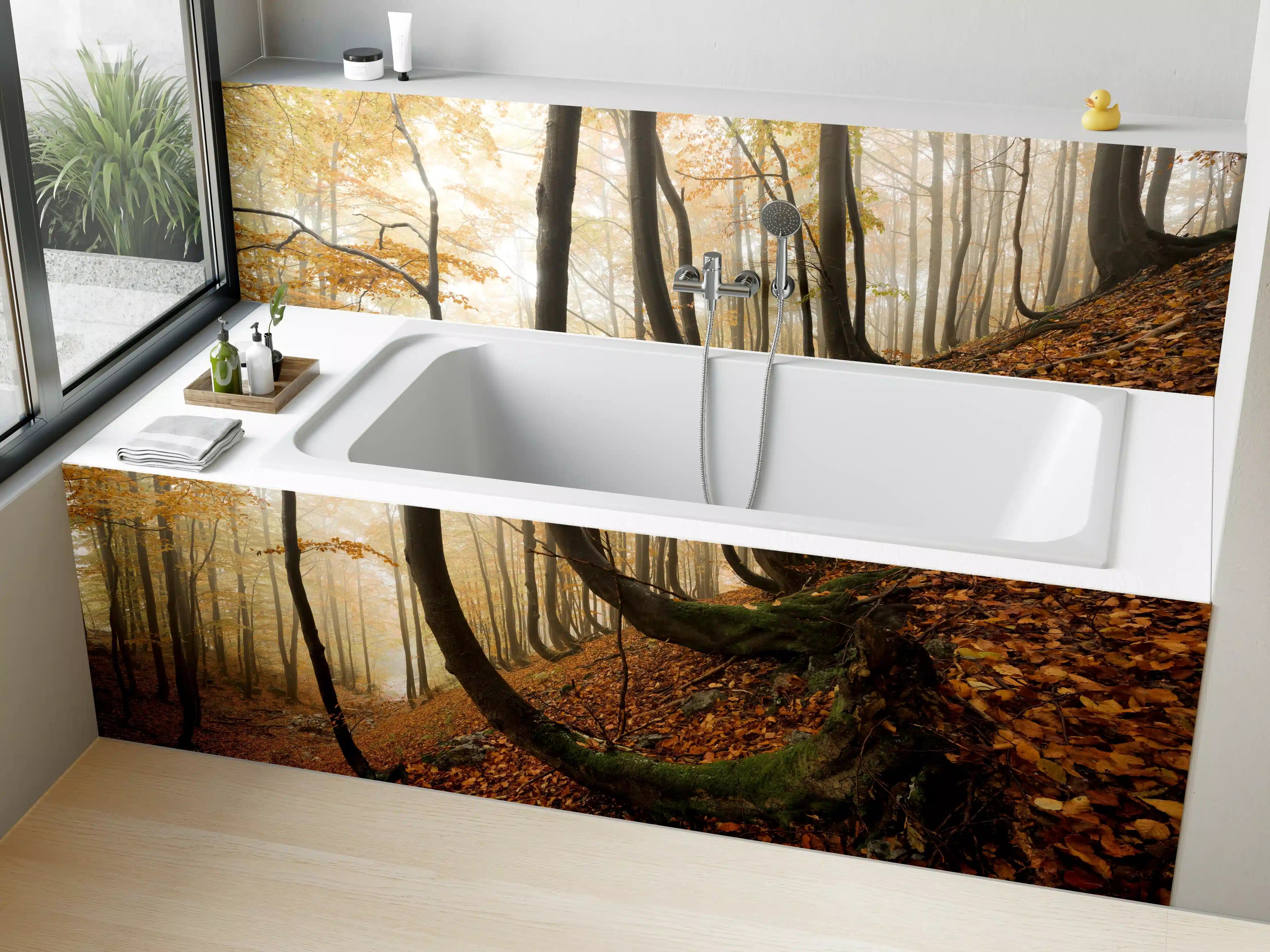 Badewannen-Rückwand - Mystischer Wald im Herbst