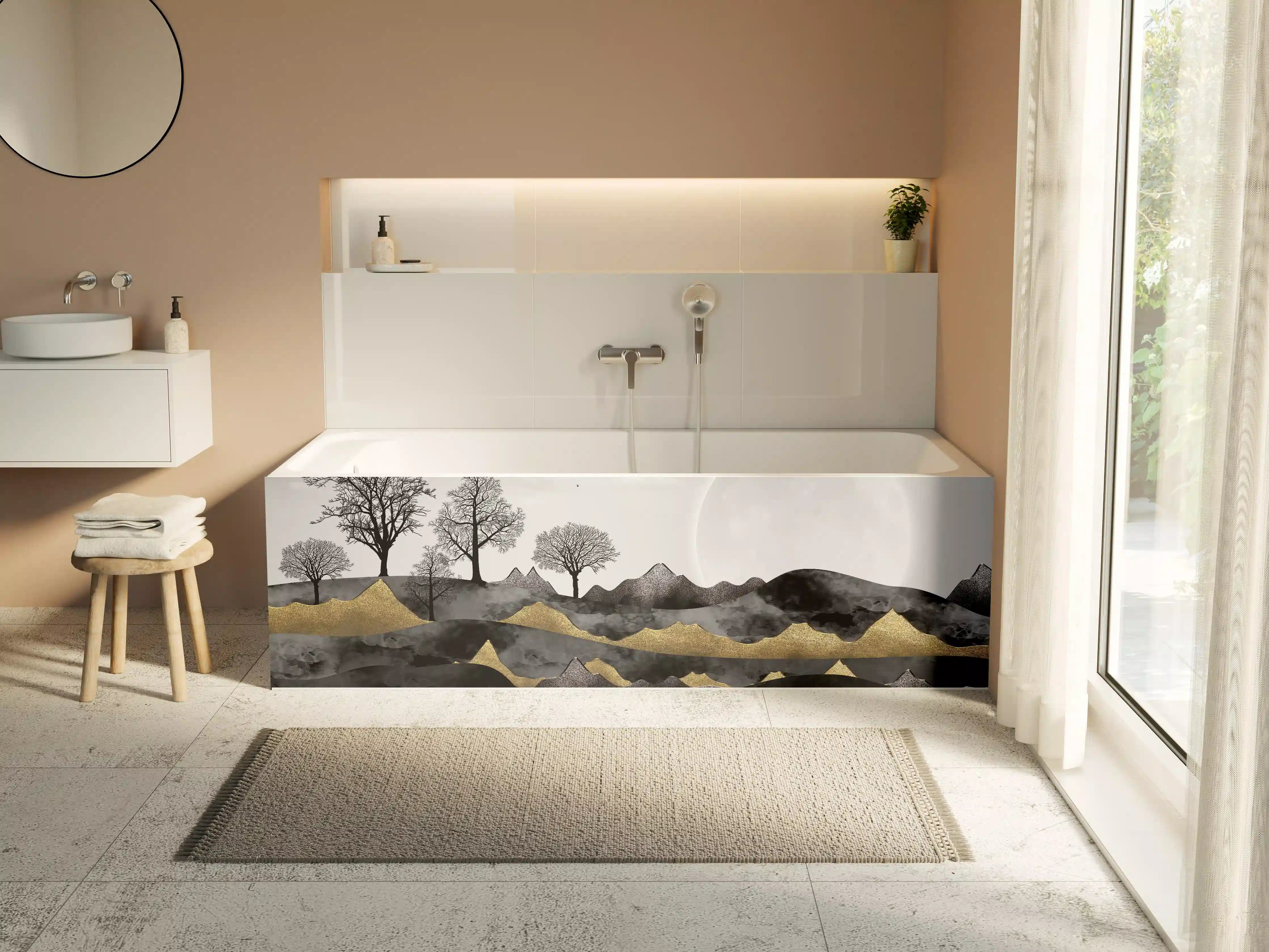 Badewannen-Rückwand - Nächtliches Landschaftsdesign - Grafik