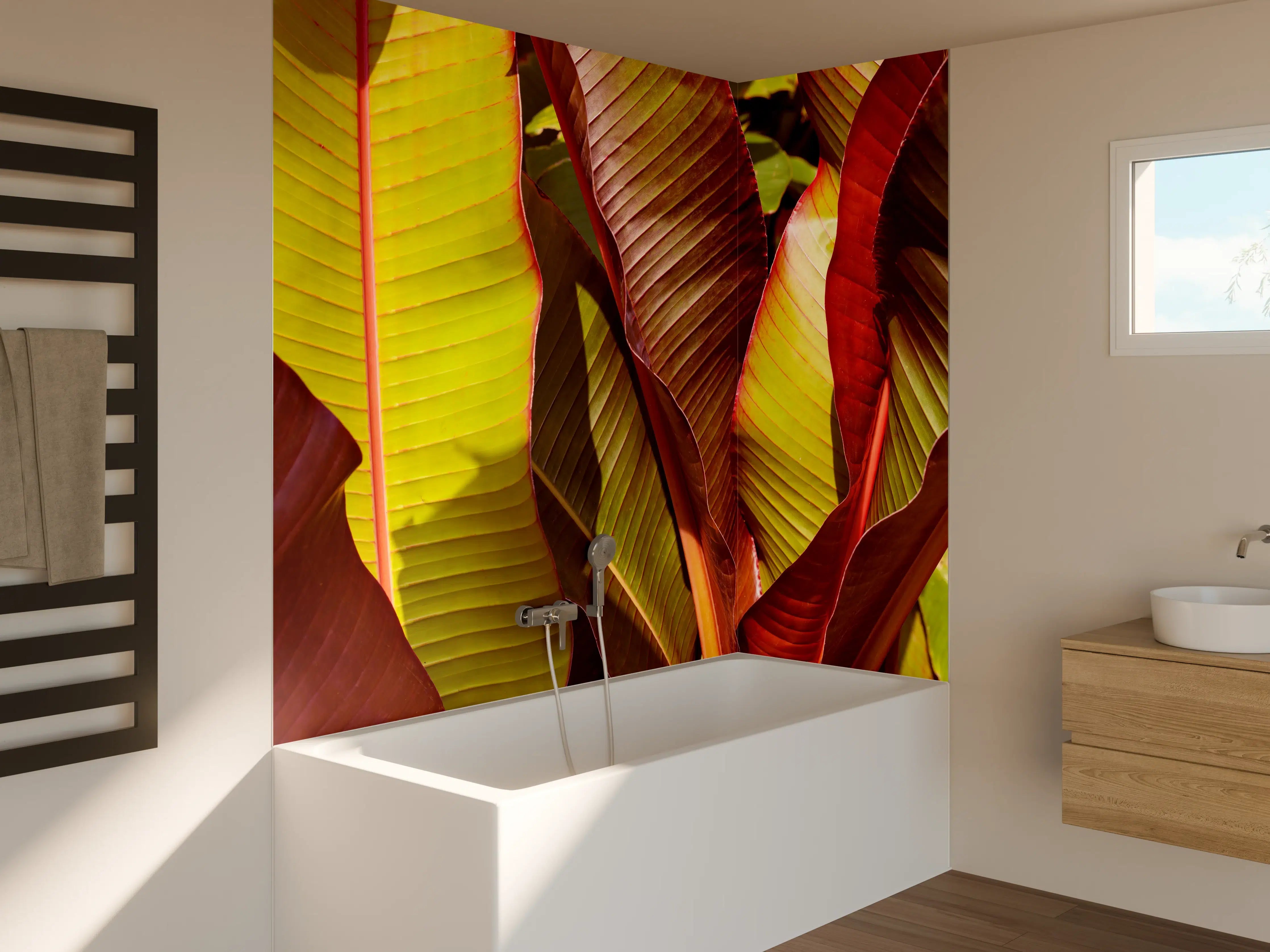 Badewannen-Rückwand - Nahaufnahme von Bananenblättern