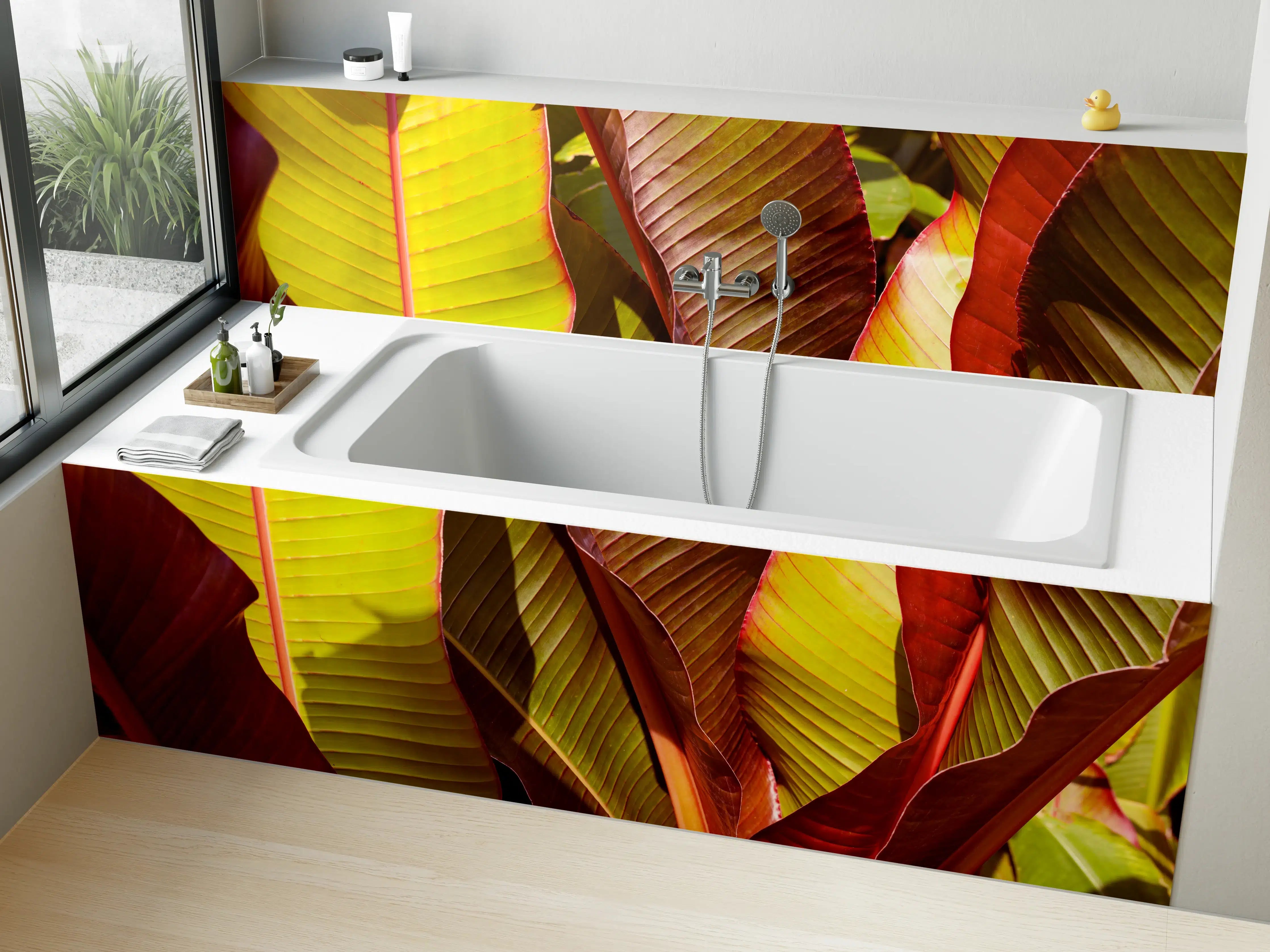 Badewannen-Rückwand - Nahaufnahme von Bananenblättern