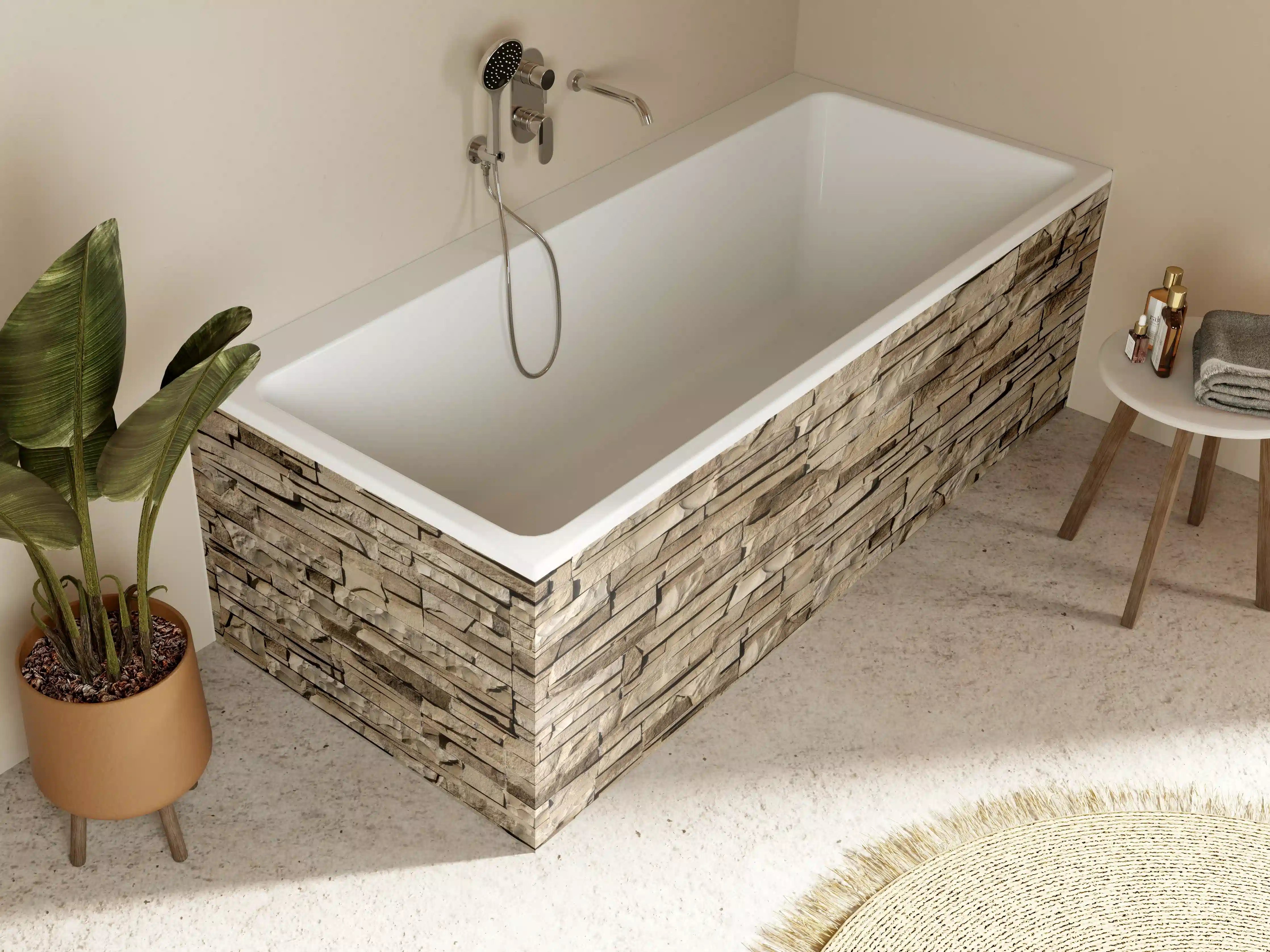 Badewannen-Rückwand - Nahtlose Textur von Klinkerfliesen - Dunkel