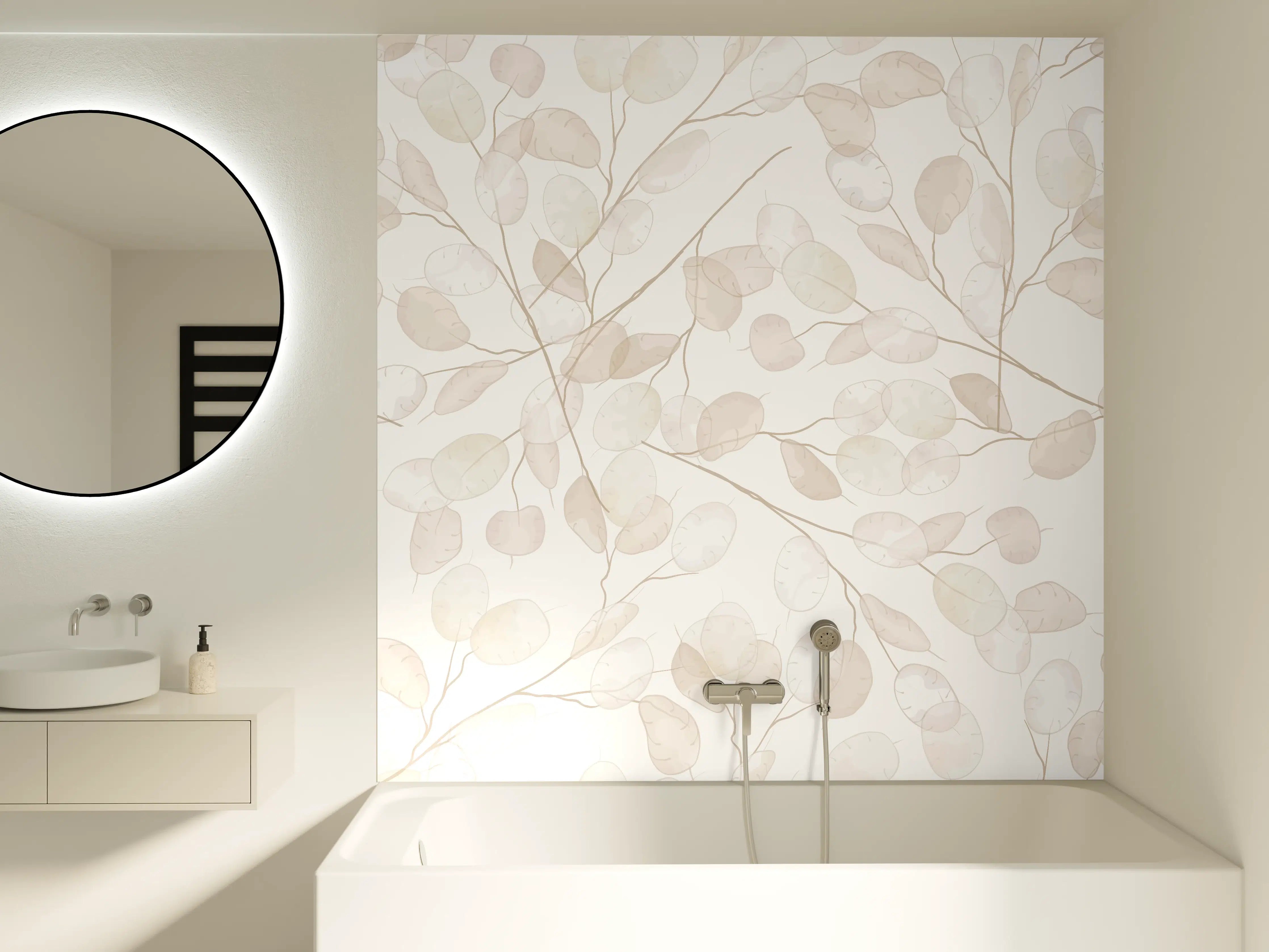 Badewannen-Rückwand - Nahtloses Lunaria-Blütenmuster