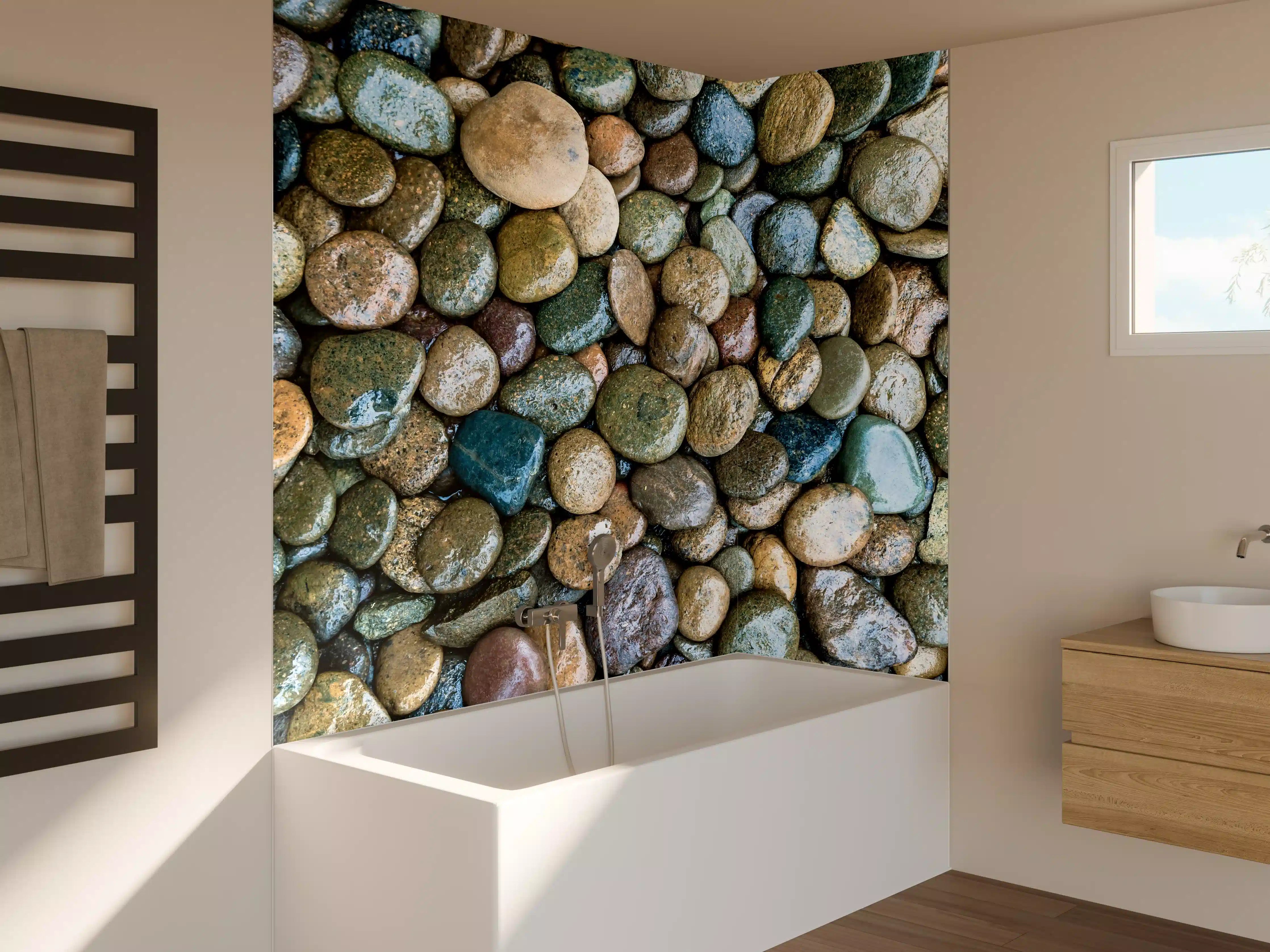 Badewannen-Rückwand - Nasse Steine