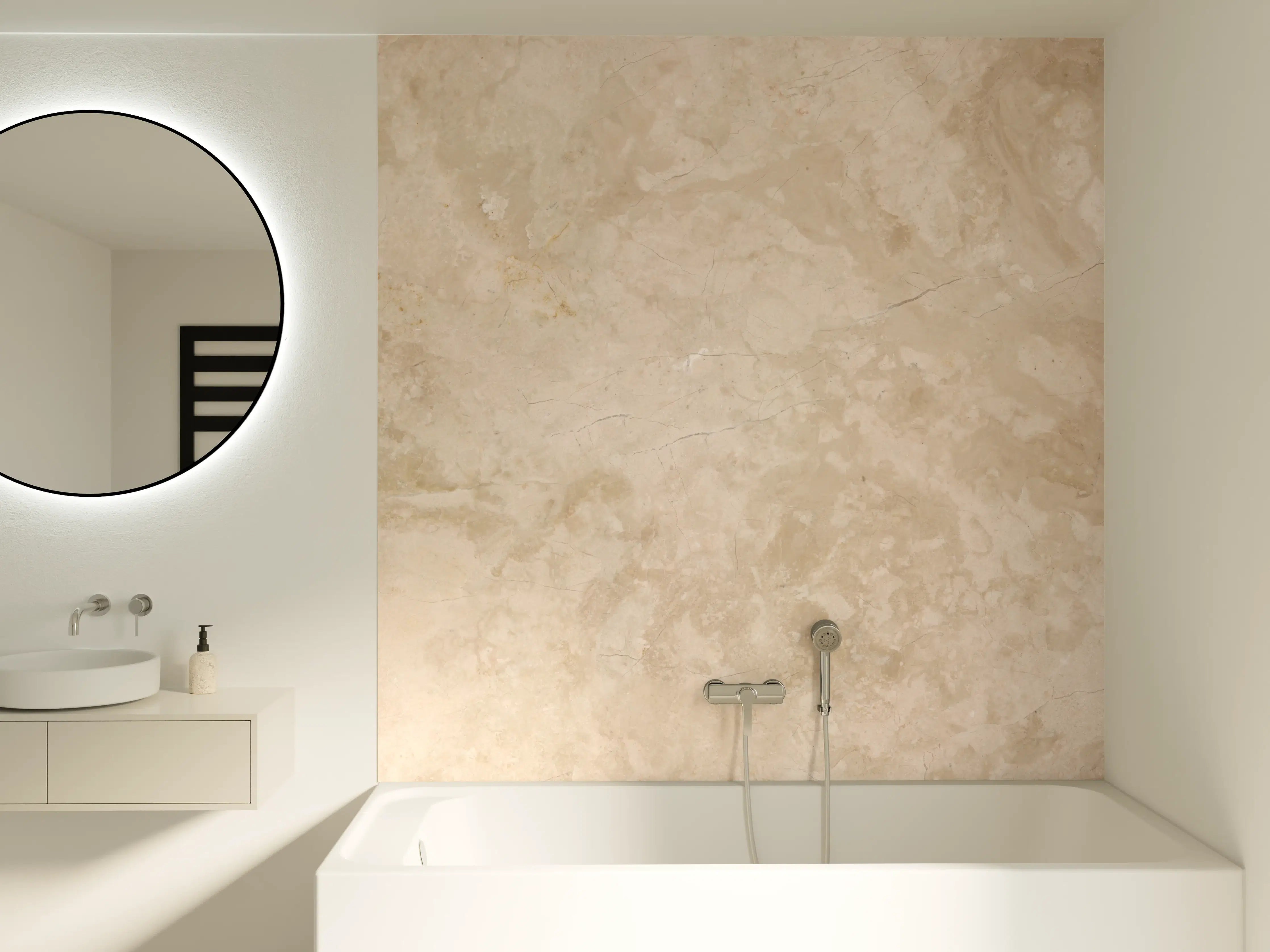 Badewannen-Rückwand - Natürliche Beige Marmor Textur