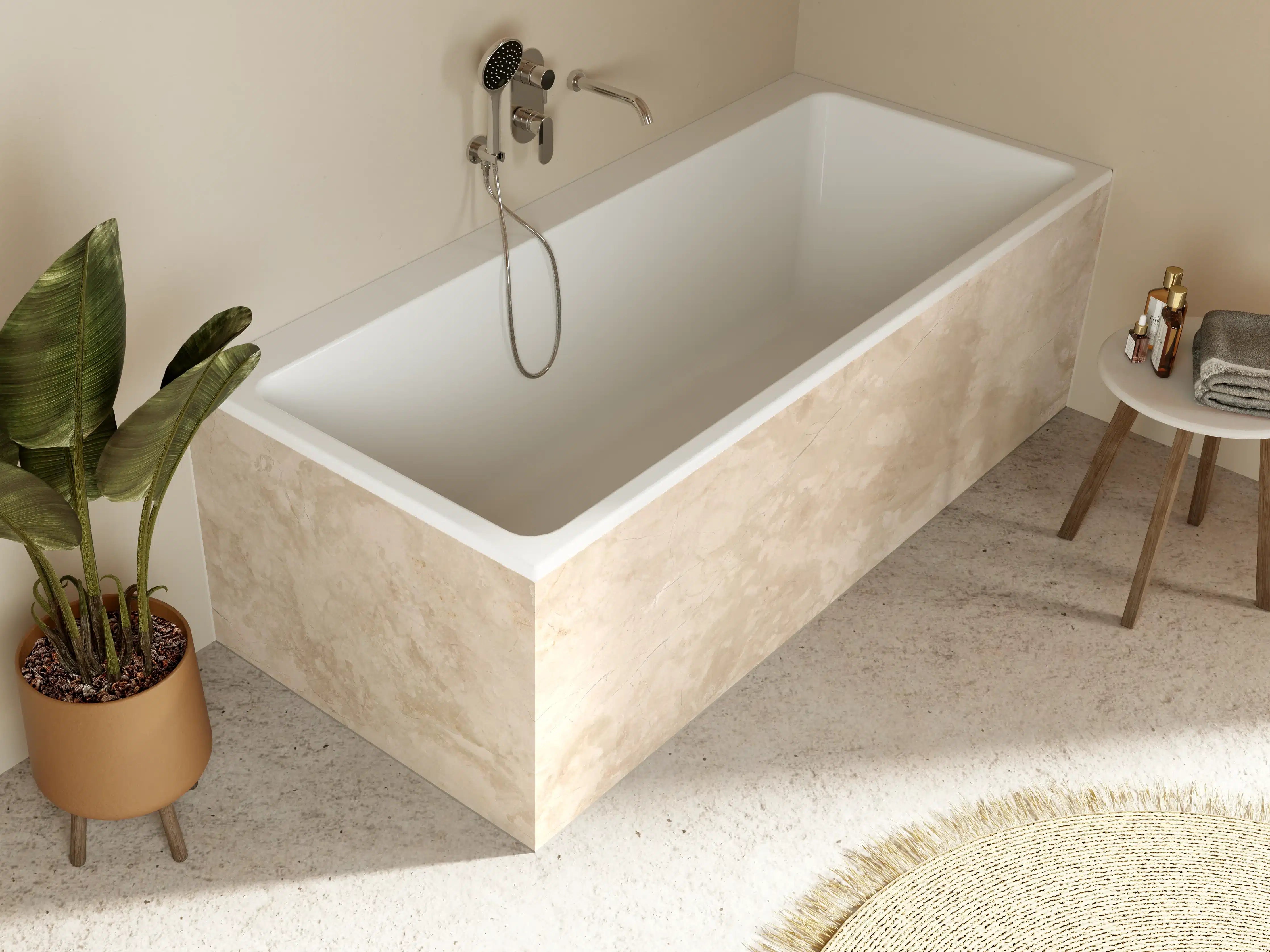Badewannen-Rückwand - Natürliche Beige Marmor Textur