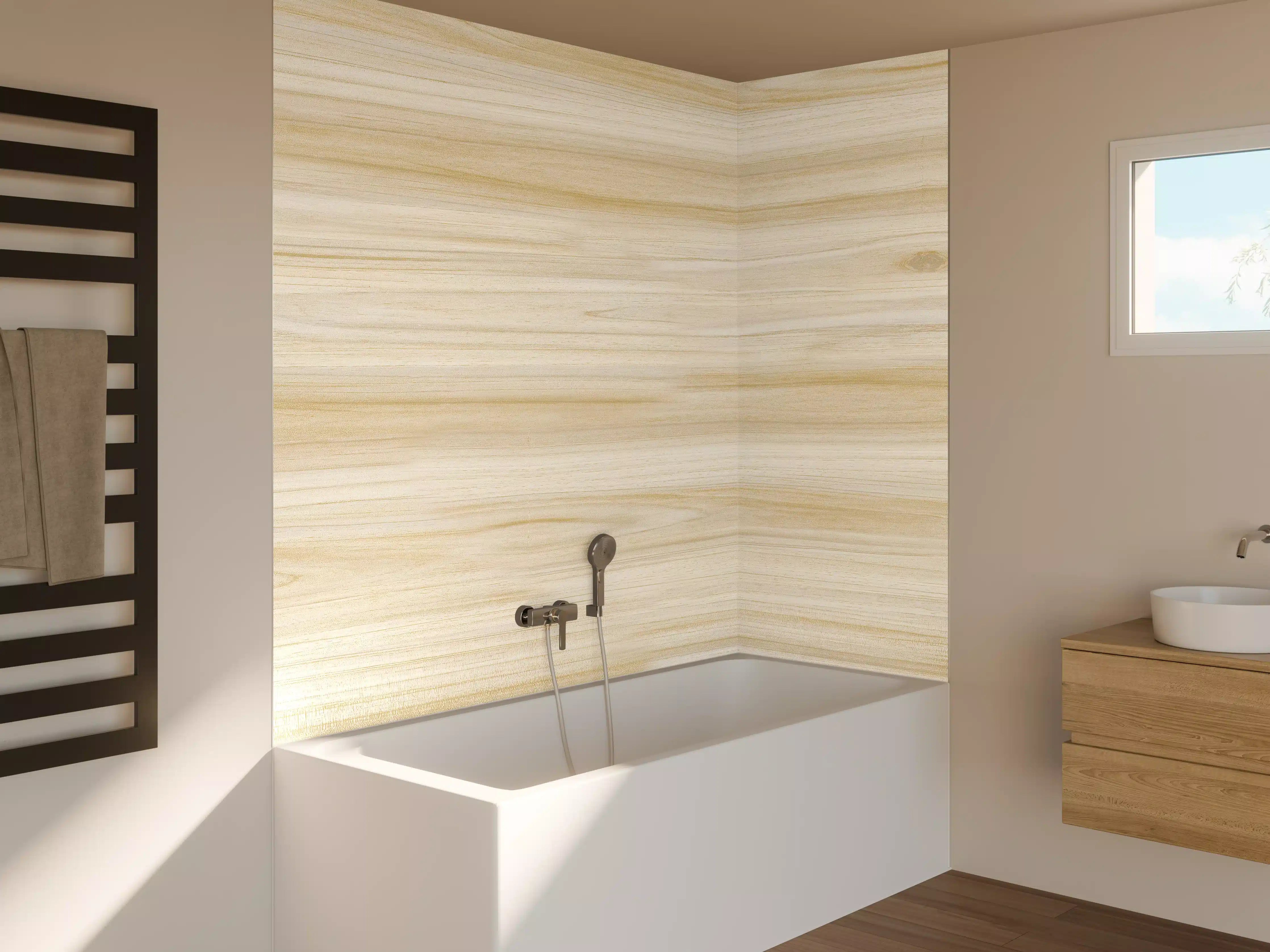 Badewannen-Rückwand - Natürliche Holztextur