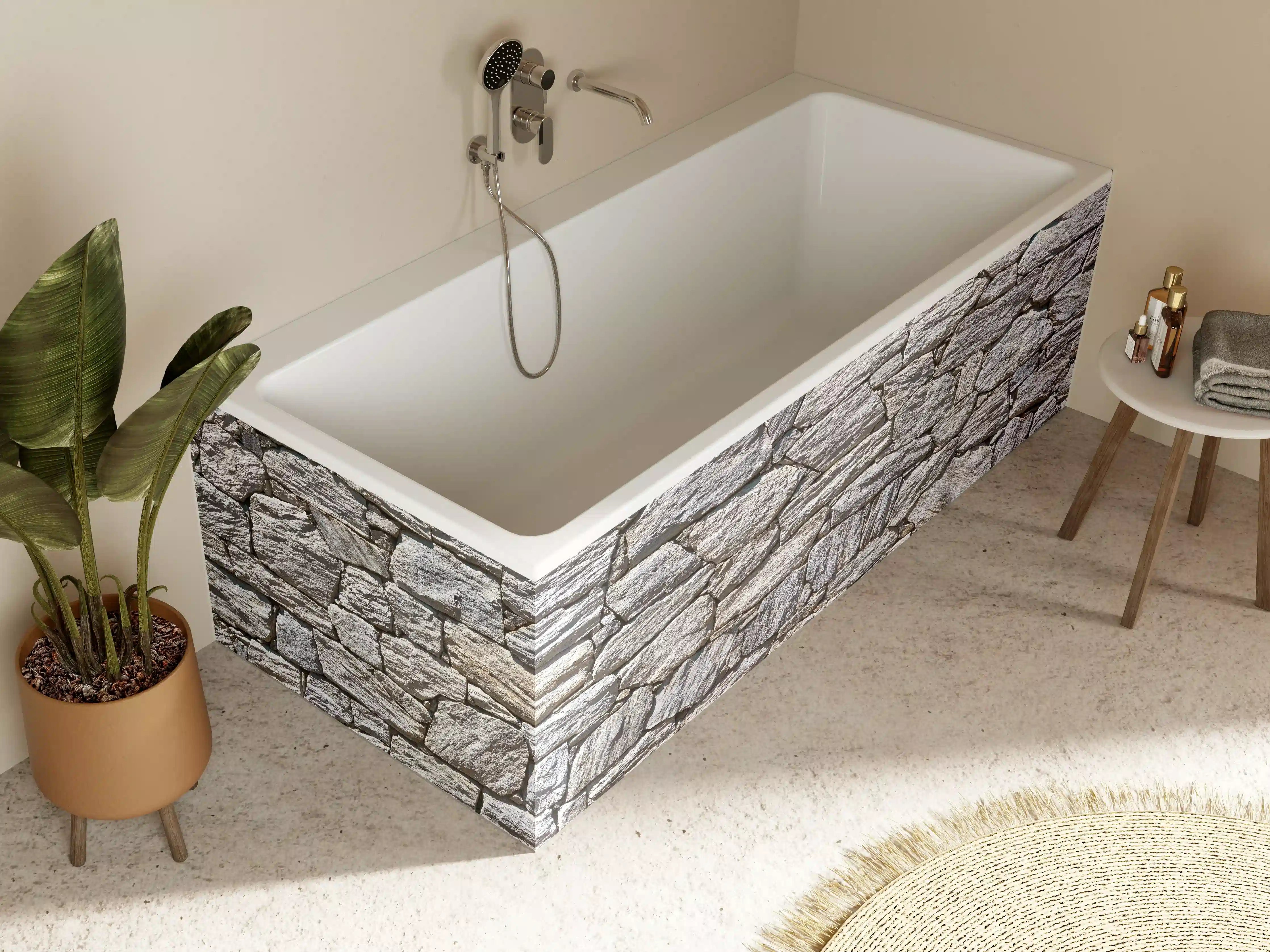 Badewannen-Rückwand - Natürliche Steinmauer