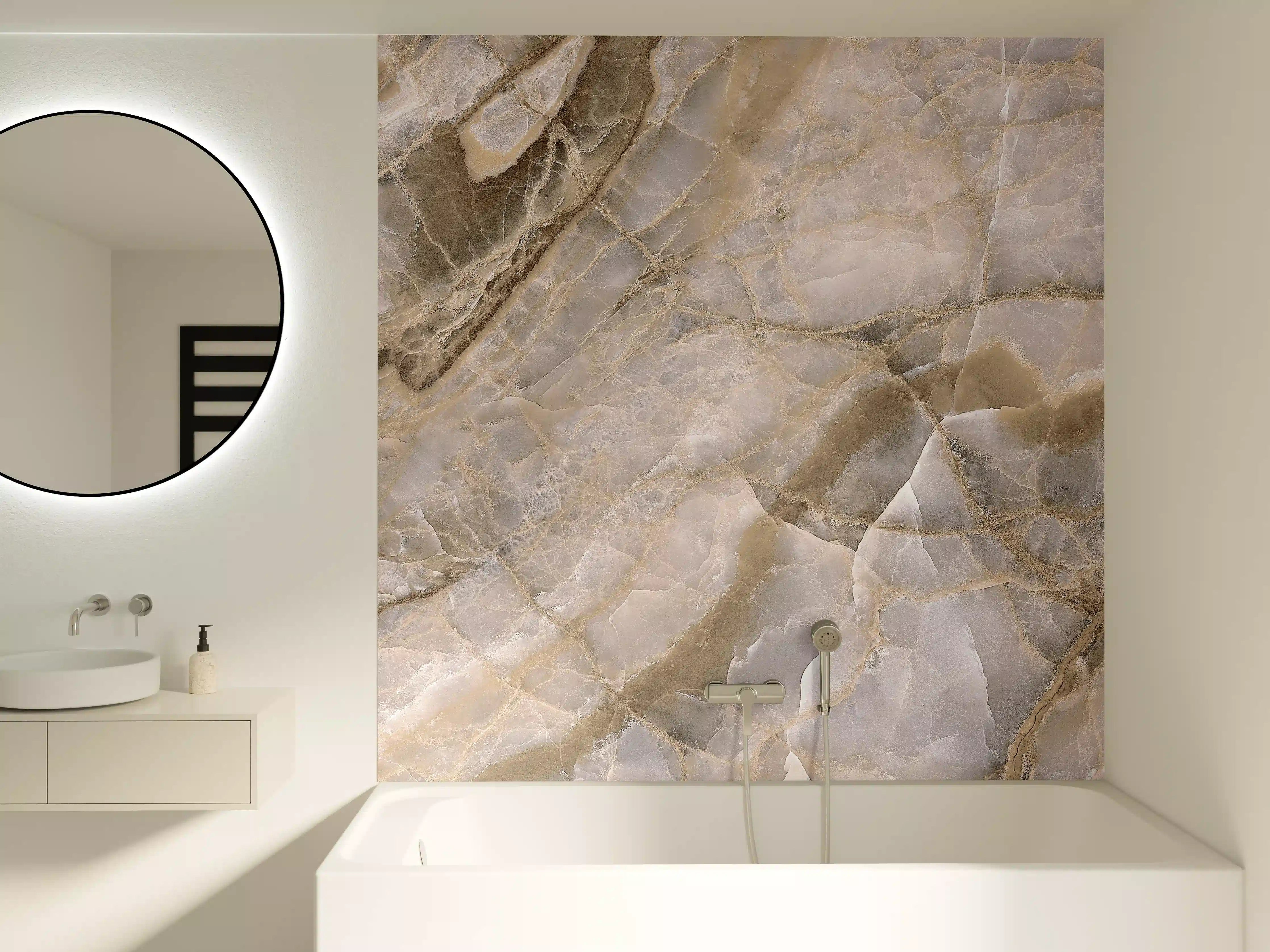 Badewannen-Rückwand - Natürliche graue Onyx Oberfläche