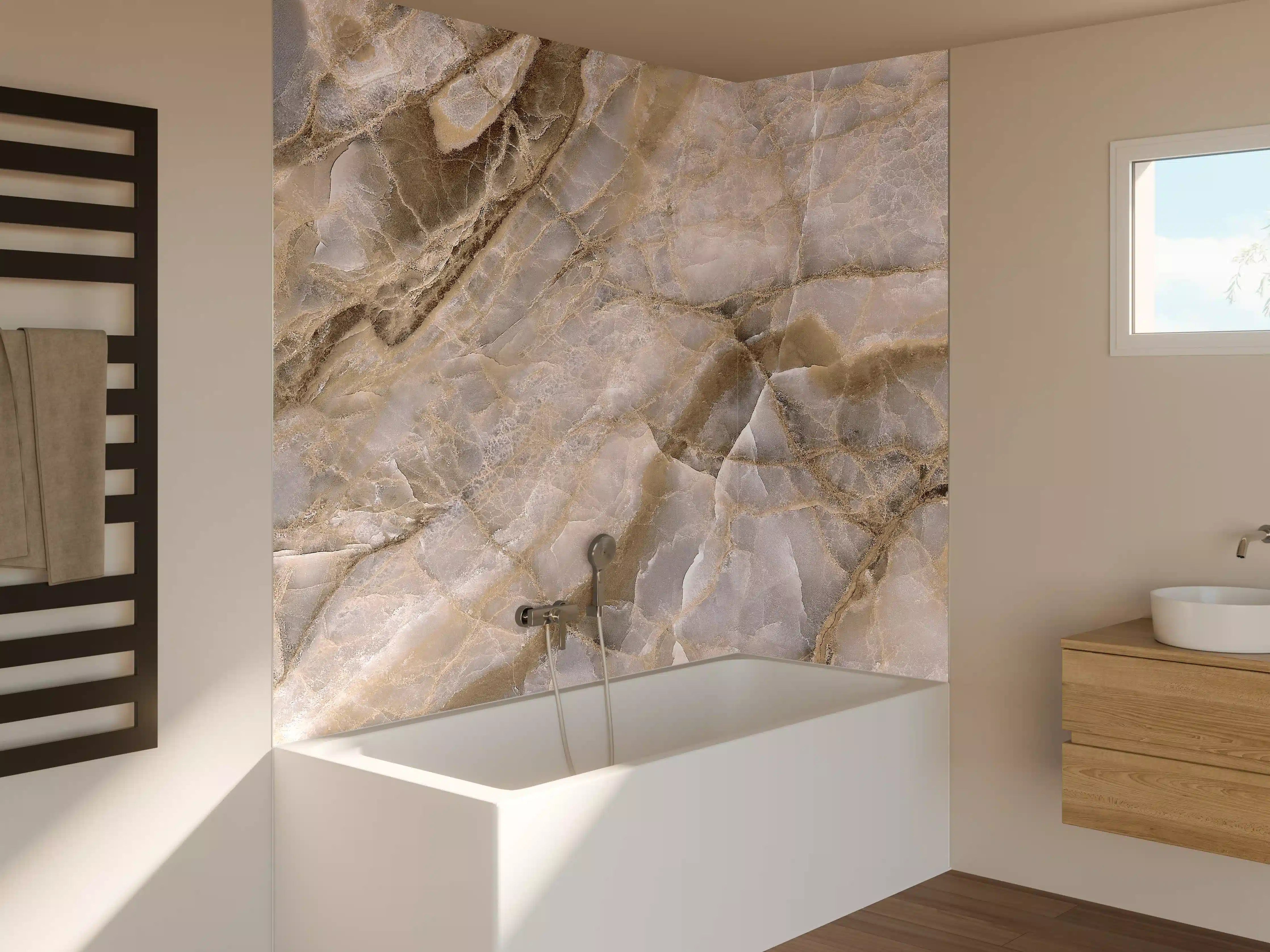 Badewannen-Rückwand - Natürliche graue Onyx Oberfläche