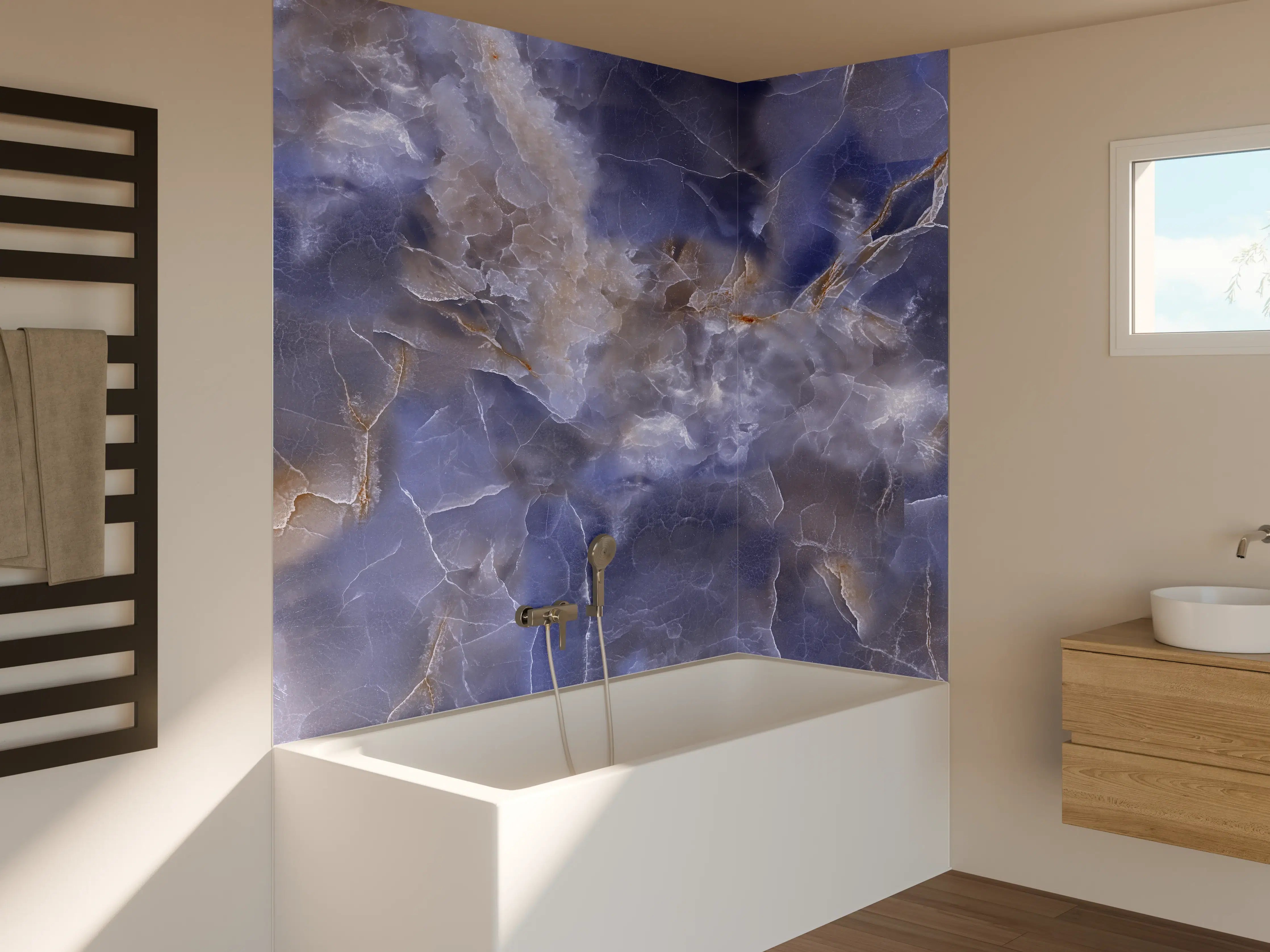 Badewannen-Rückwand - Natürlicher Onyx-Marmor