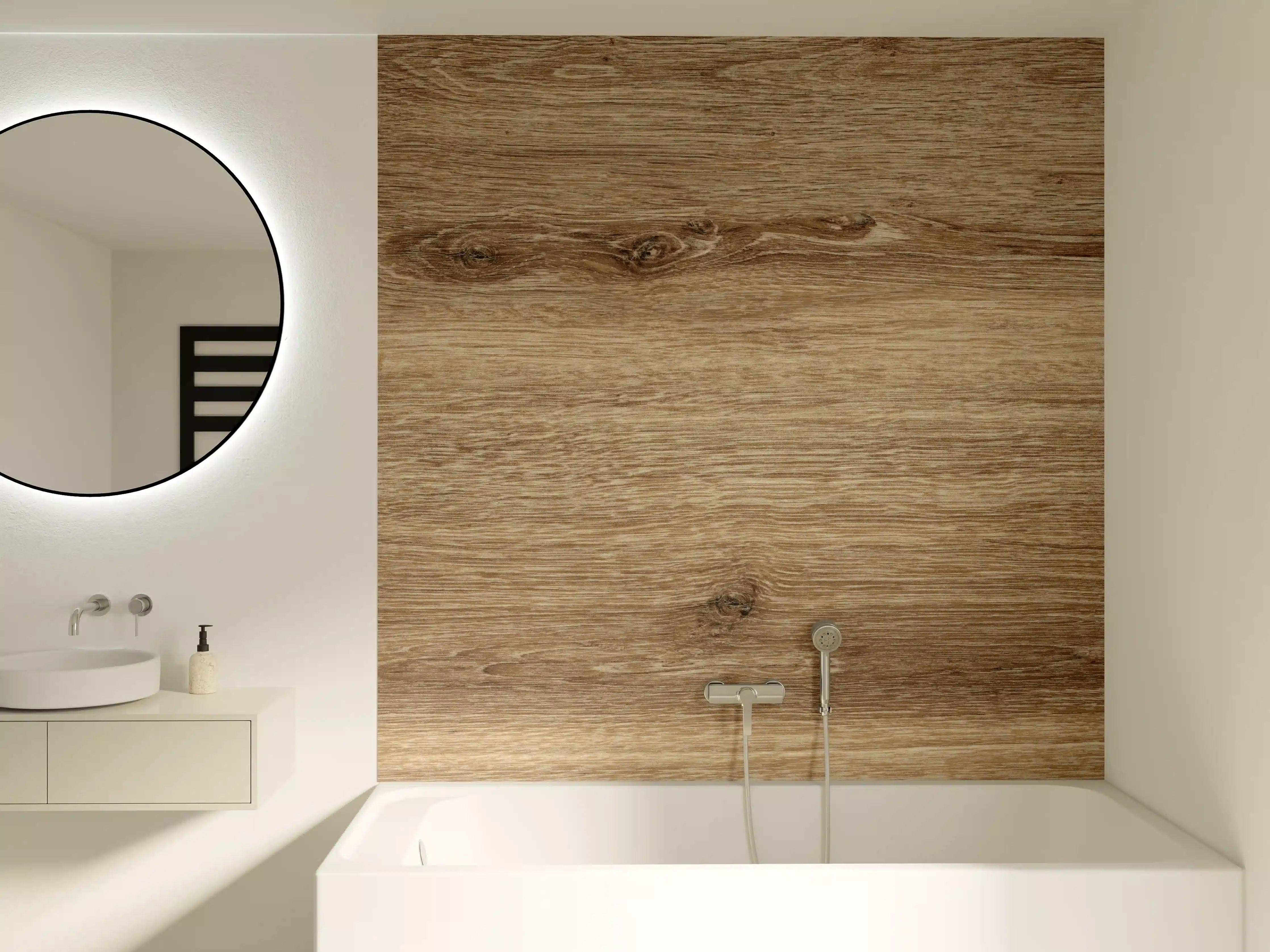Badewannen-Rückwand - Naturbraune Altholztextur 1