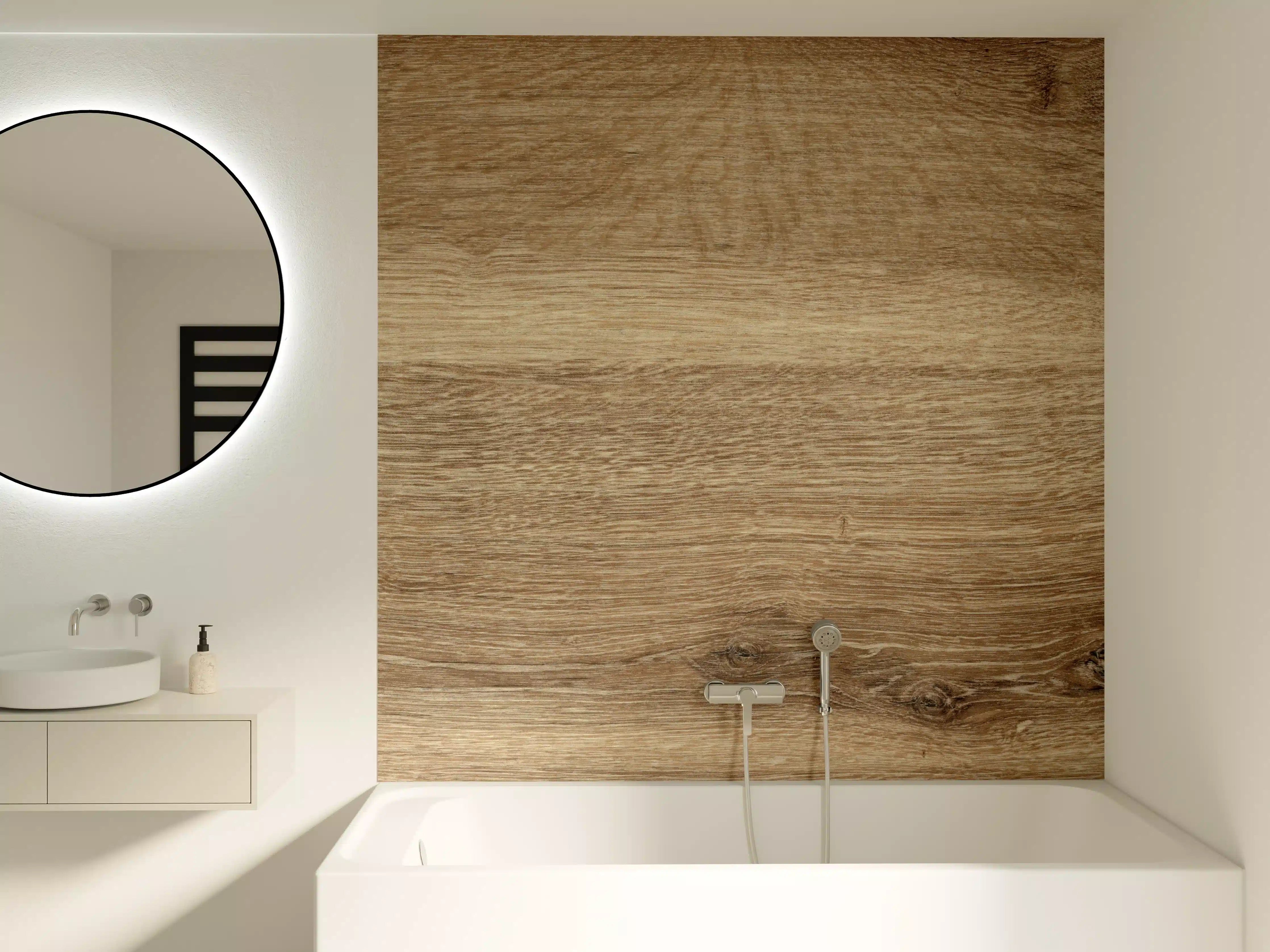 Badewannen-Rückwand - Naturbraune Altholztextur 2