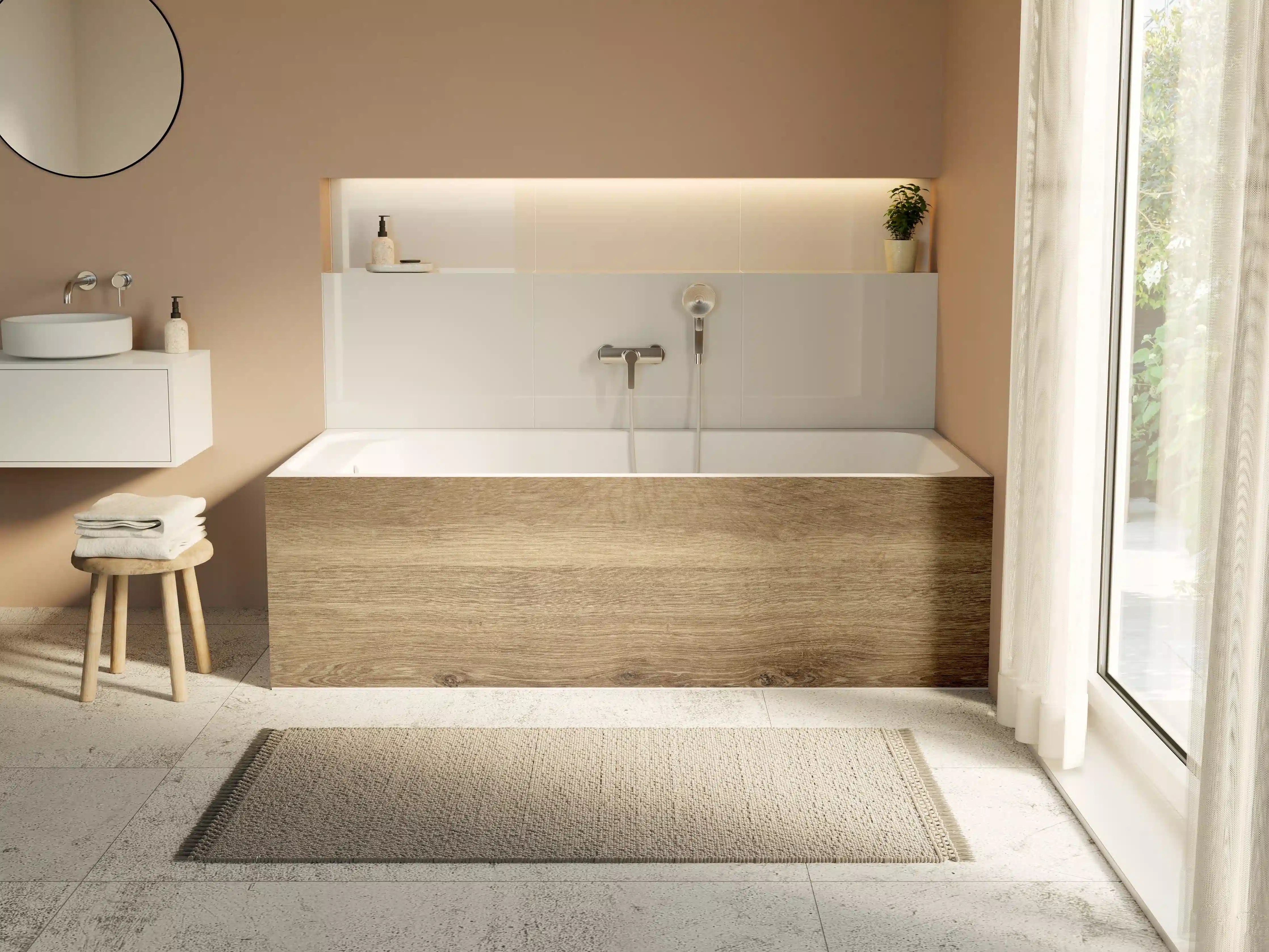 Badewannen-Rückwand - Naturbraune Altholztextur 2