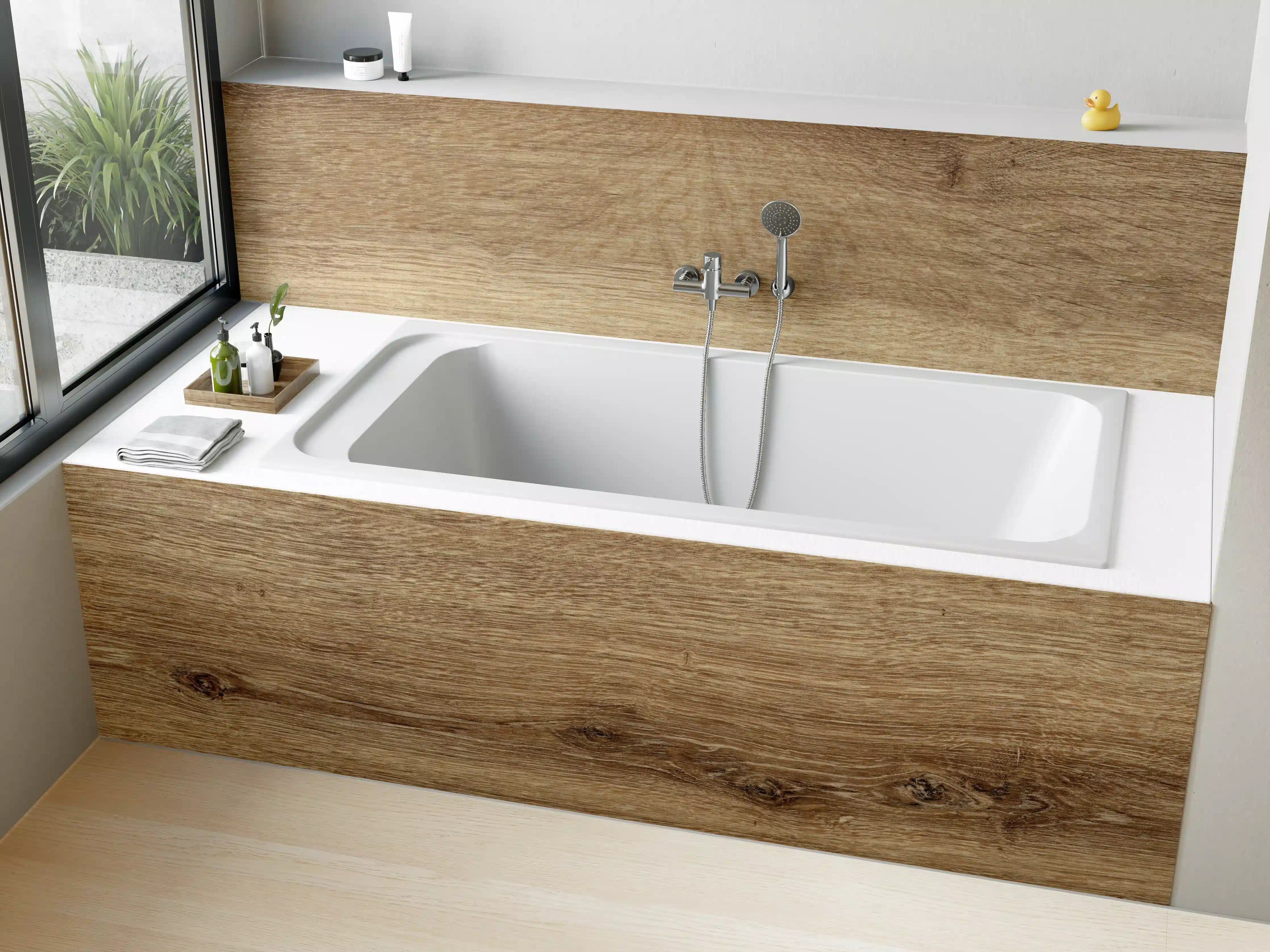 Badewannen-Rückwand - Naturbraune Altholztextur 2