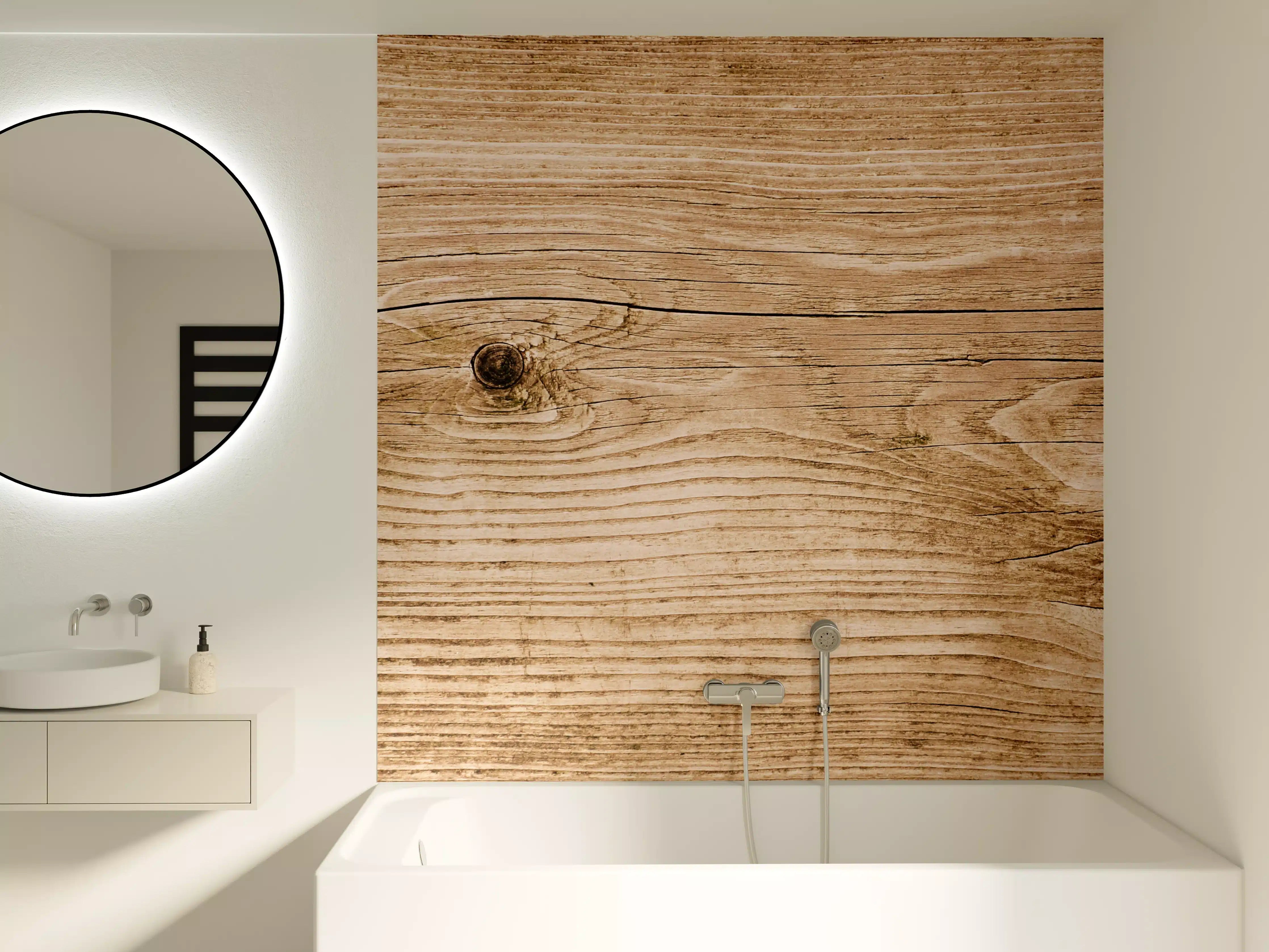 Badewannen-Rückwand - Naturholz-Optik mit Kerben und Maserung