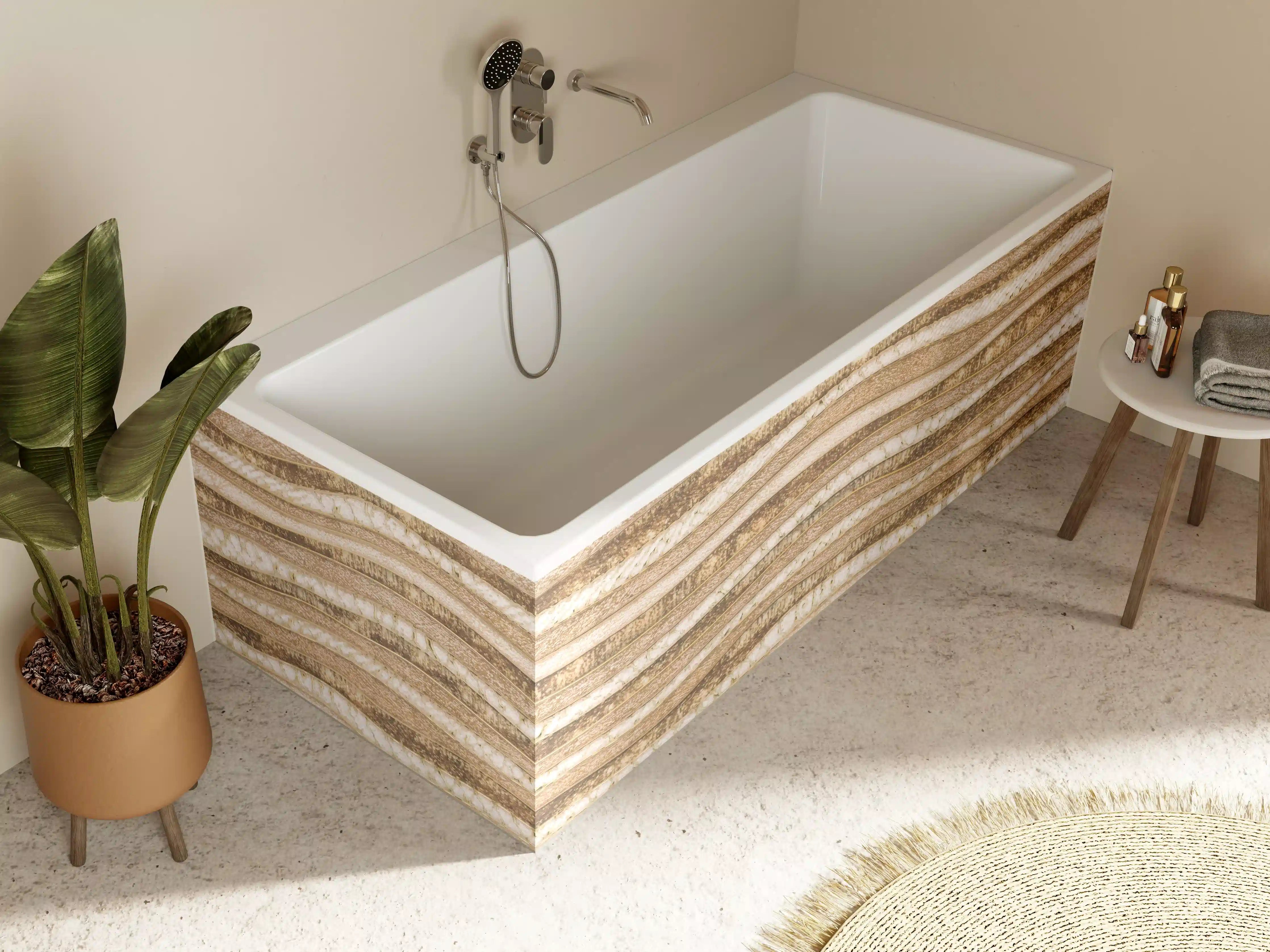 Badewannen-Rückwand - Naturinspirierte Sandstein-Struktur
