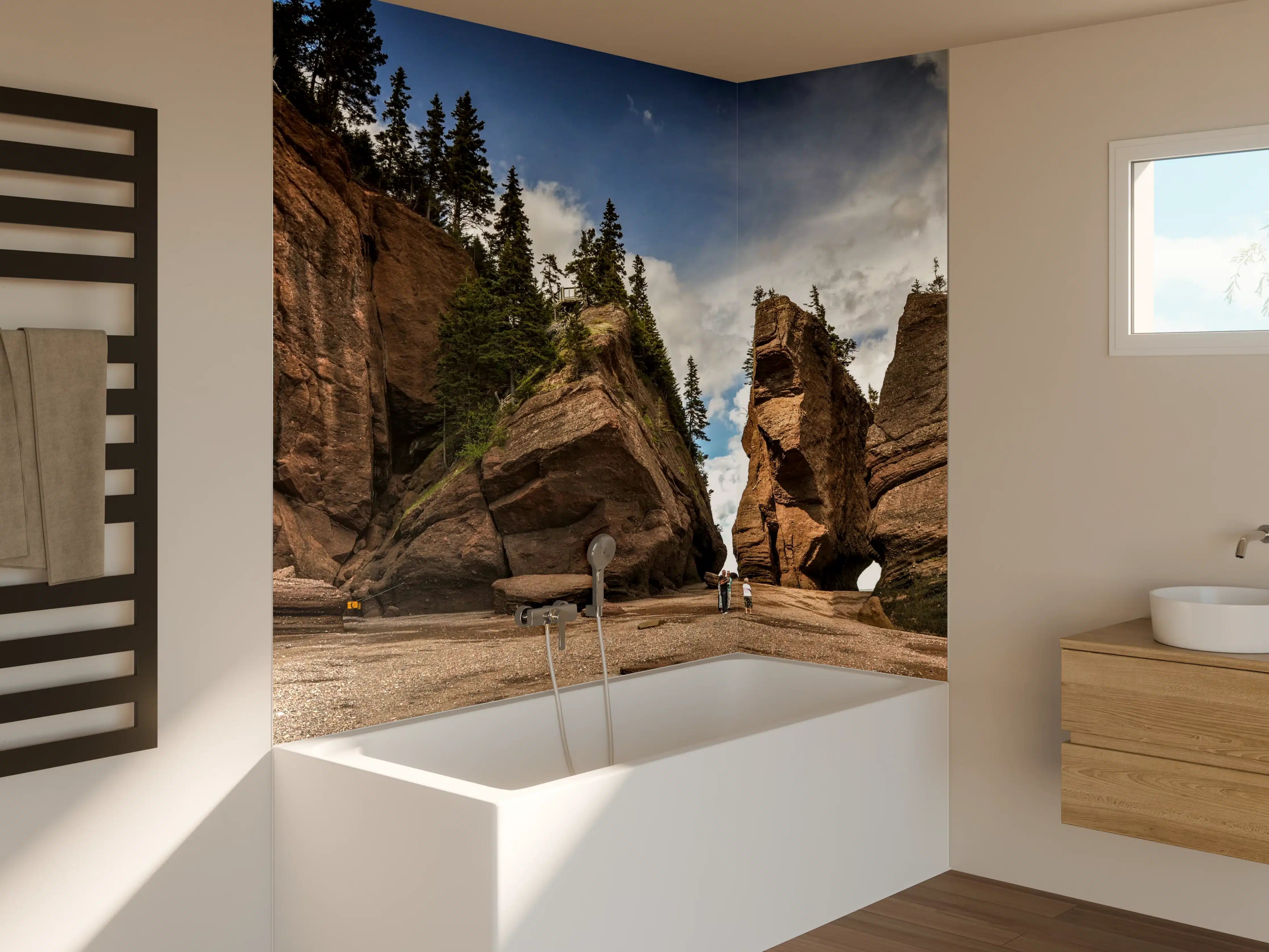 Badewannen-Rückwand - Naturstein-Küste bei Sonnenuntergang