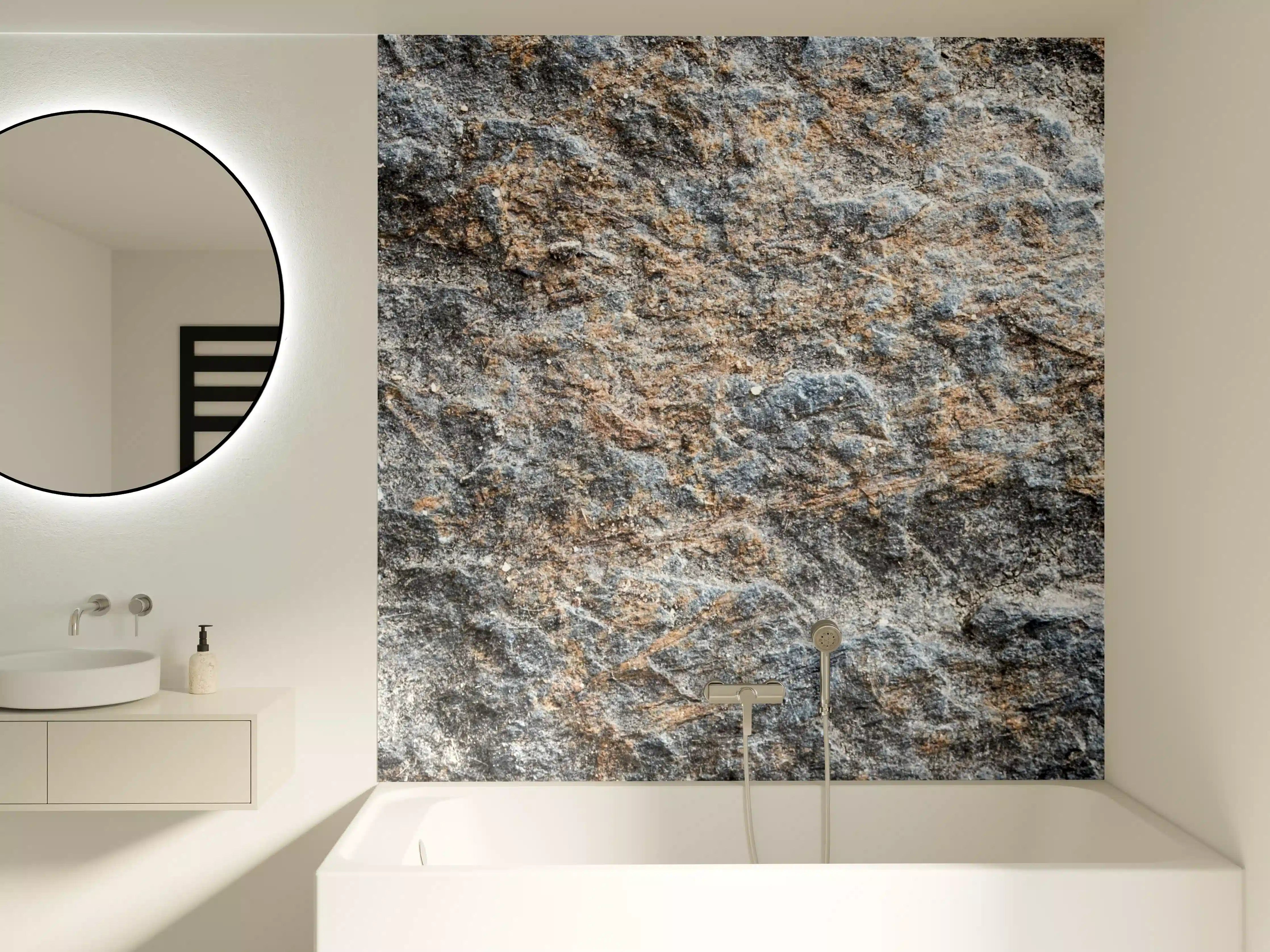 Badewannen-Rückwand - Naturstein-Textur in Grau