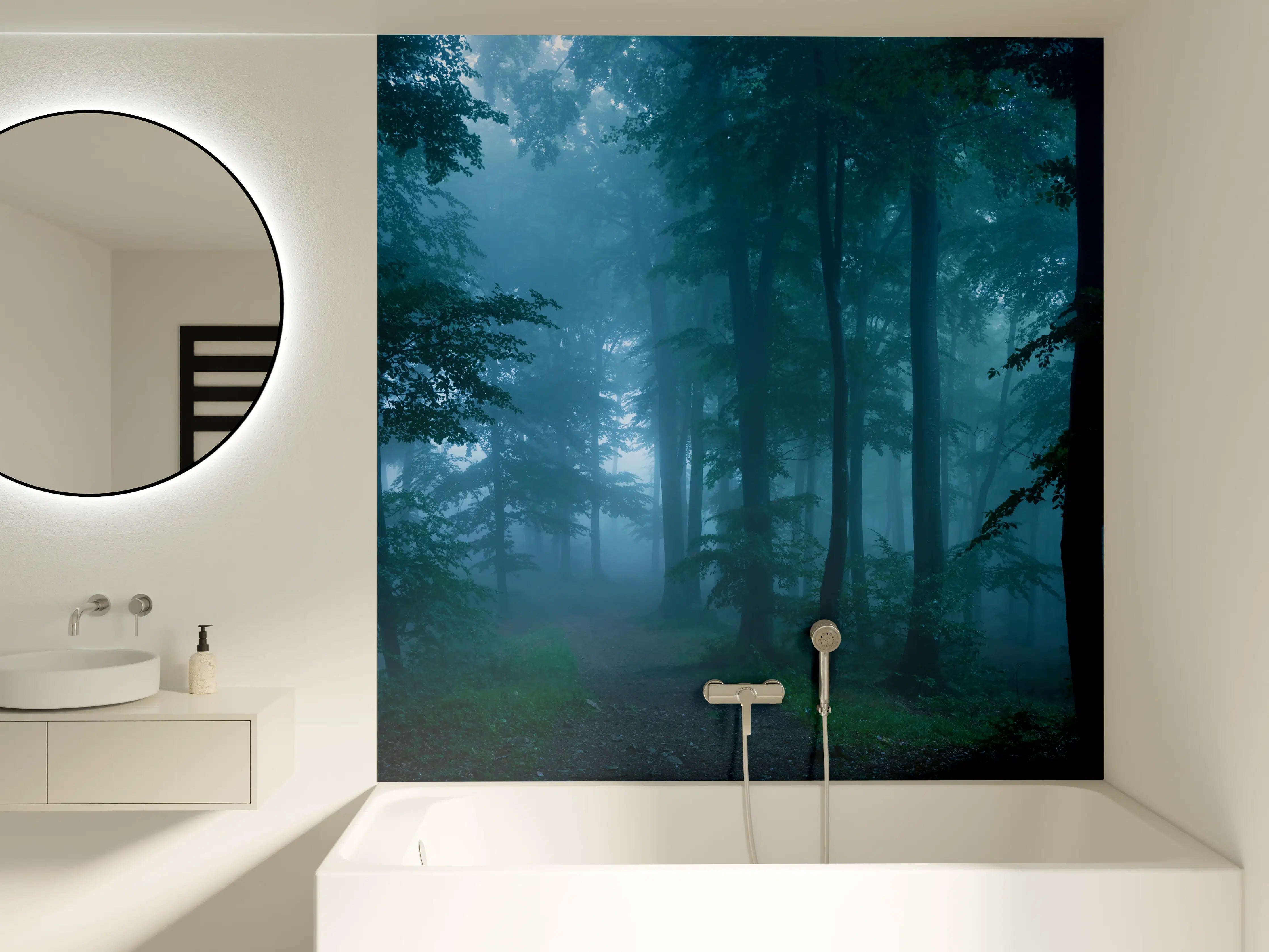 Badewannen-Rückwand - Nebliger Wald