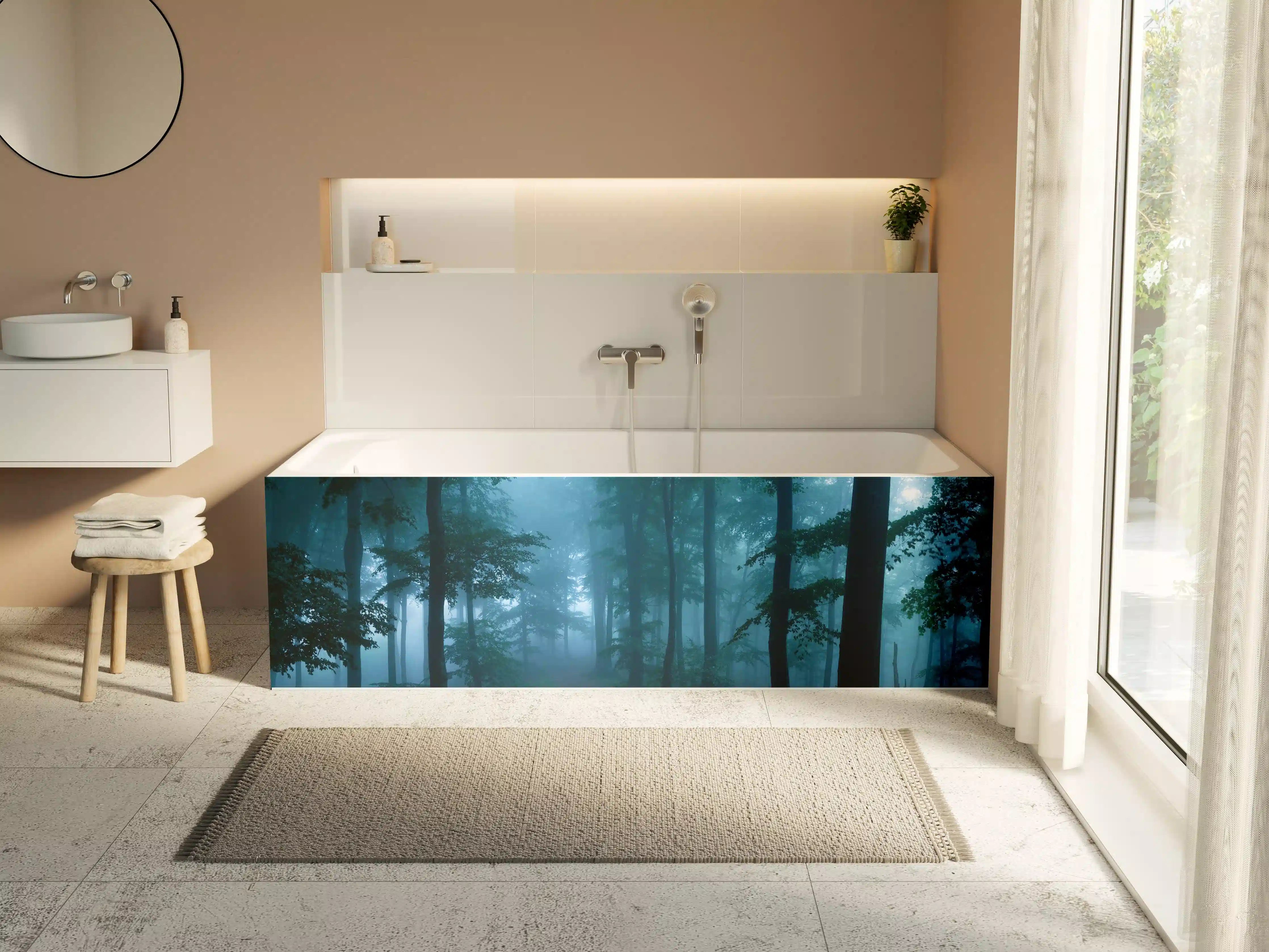 Badewannen-Rückwand - Nebliger Wald