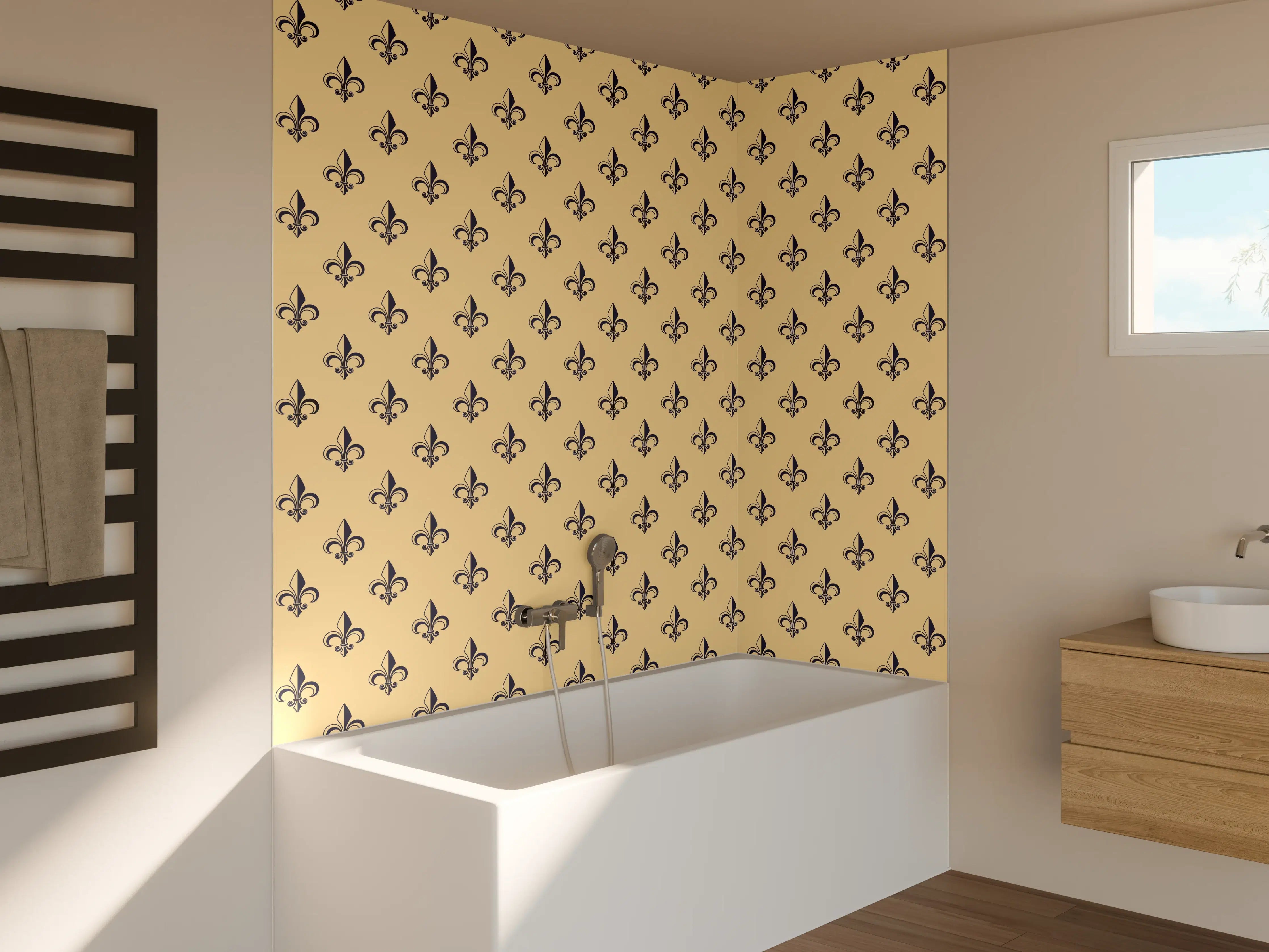 Badewannen-Rückwand - Ockerfarbenes geometrisches Muster