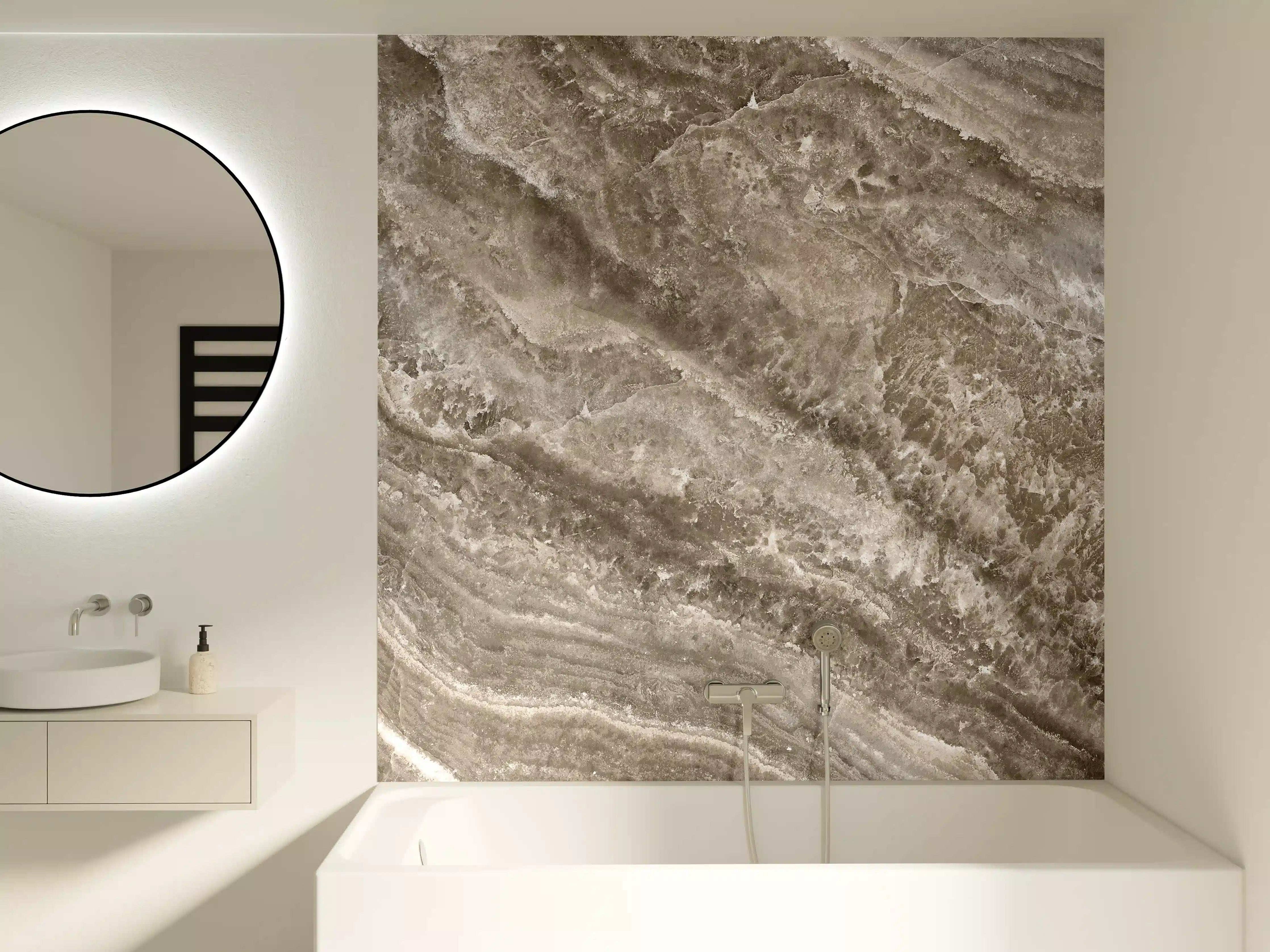 Badewannen-Rückwand - Onyx Marmortextur