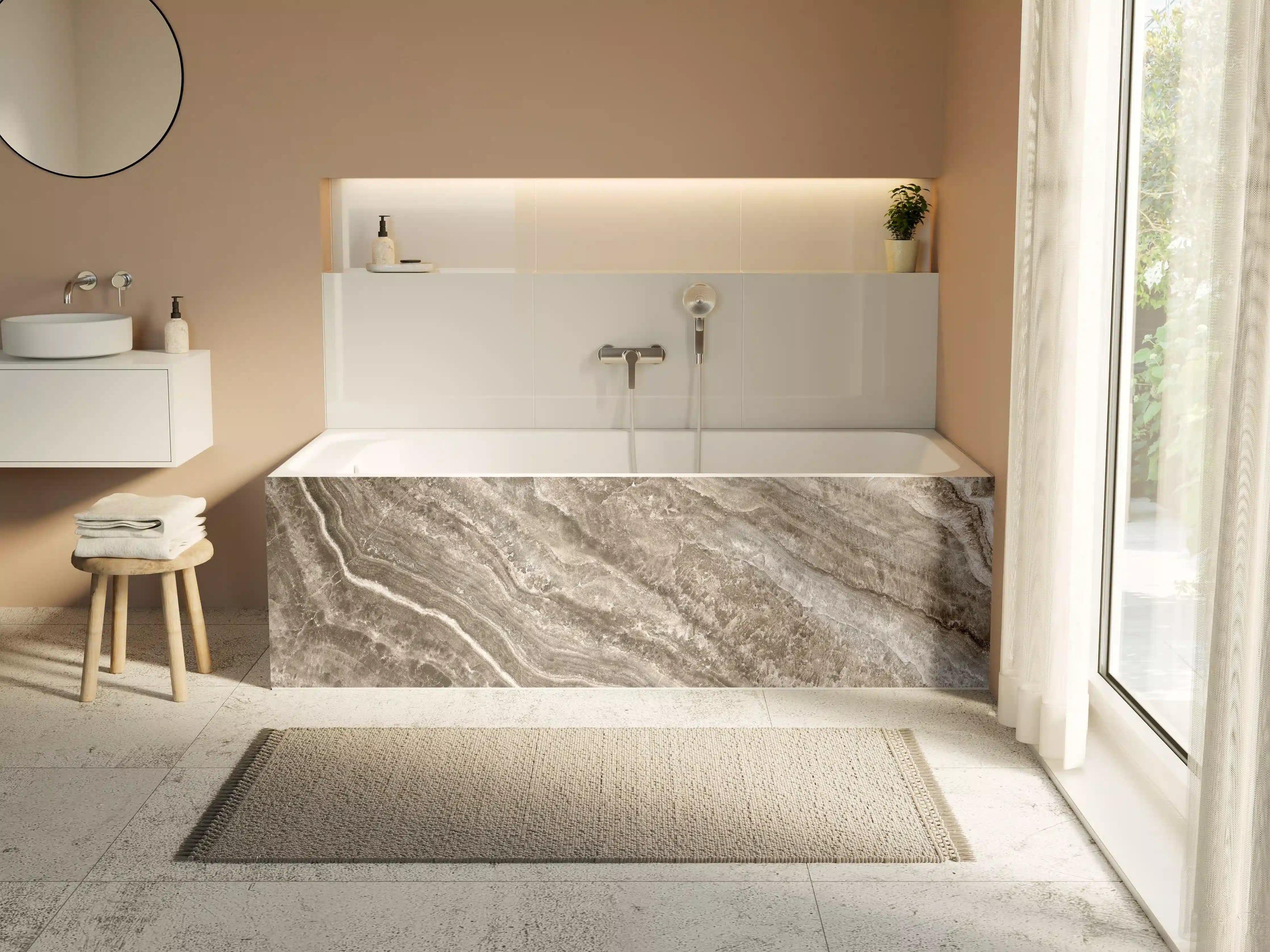 Badewannen-Rückwand - Onyx Marmortextur