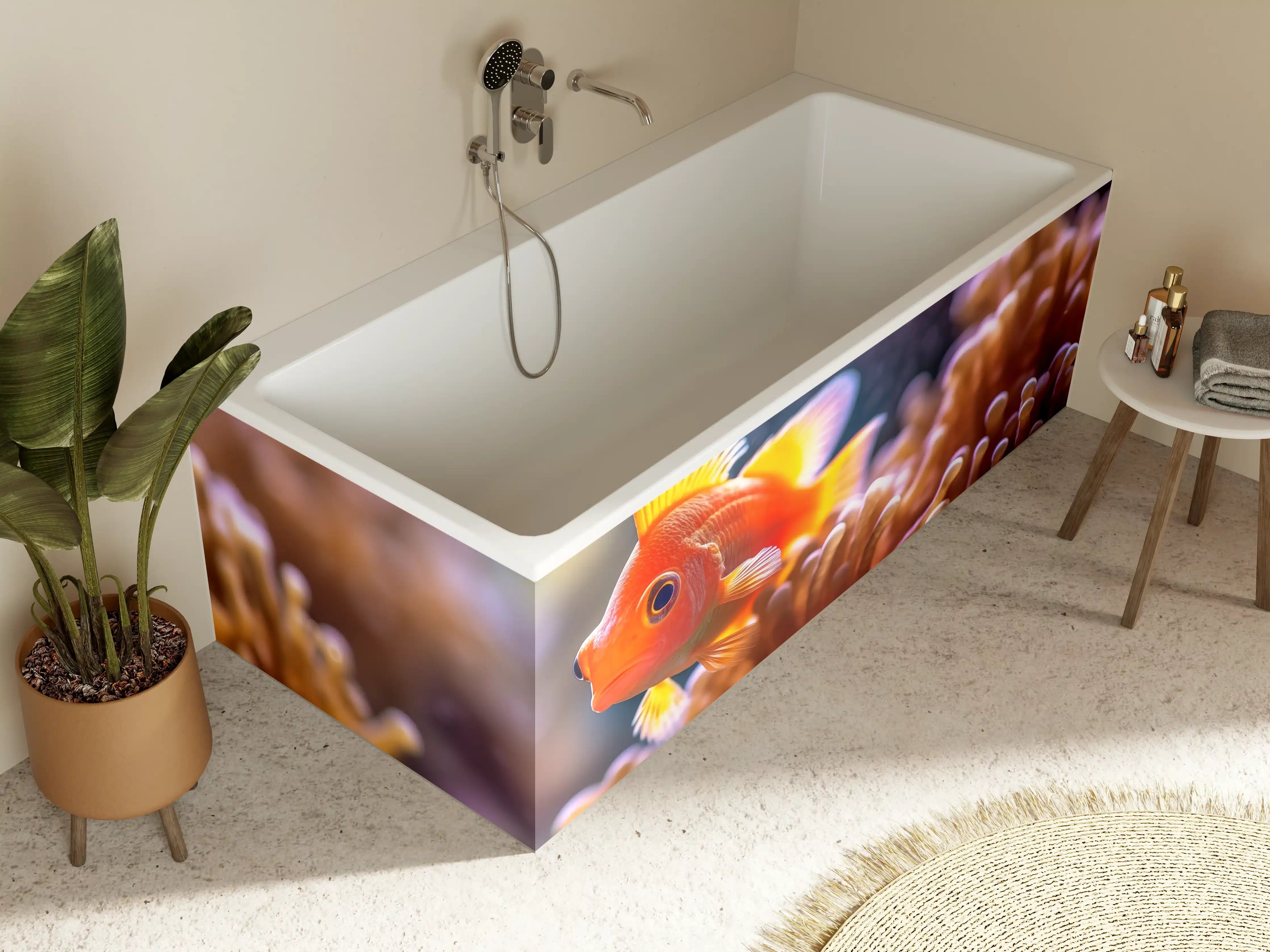 Badewannen-Rückwand - Oranger Anemonenfisch im Korallenriff