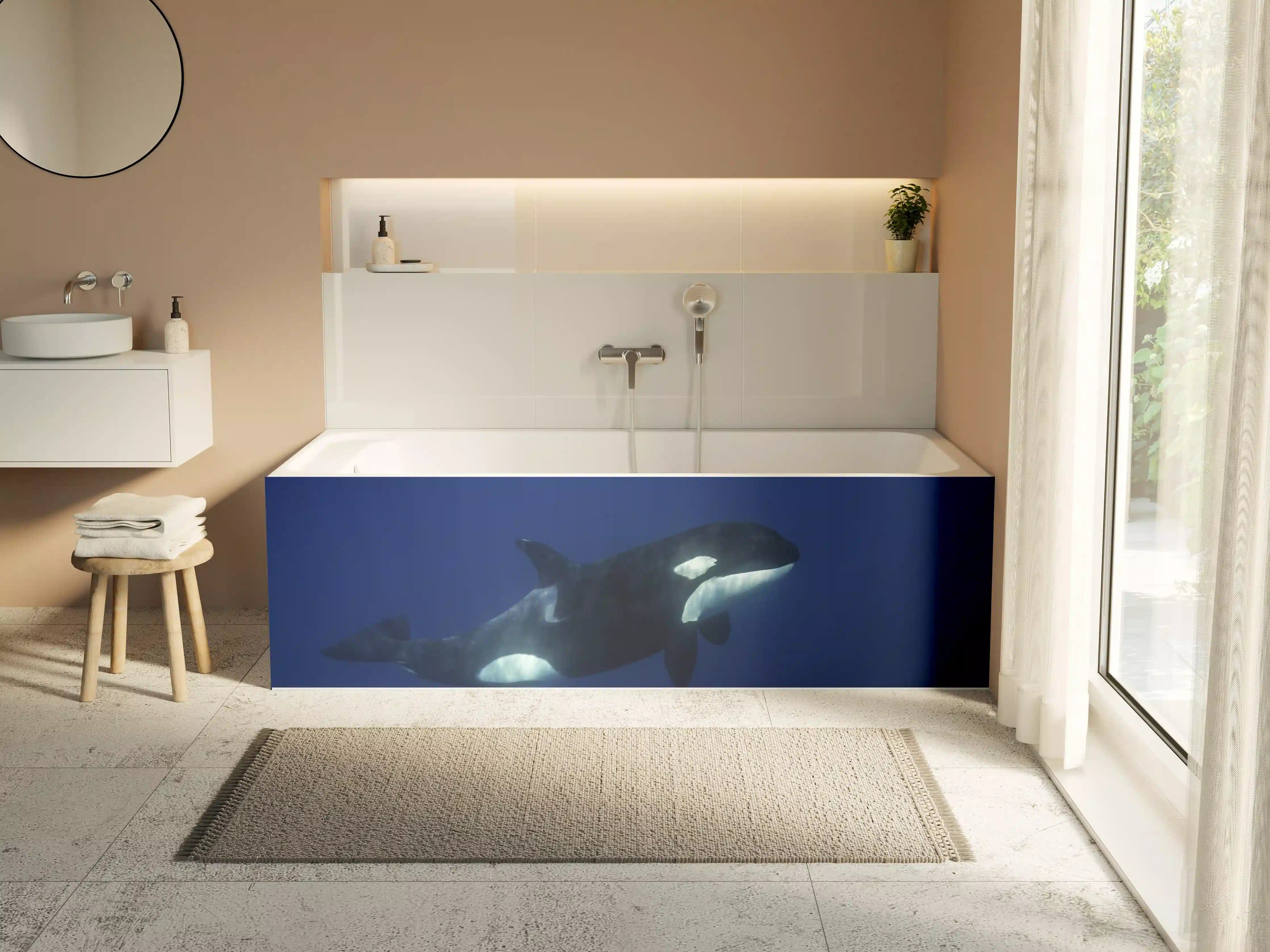 Badewannen-Rückwand - Orca im blauen Pazifik