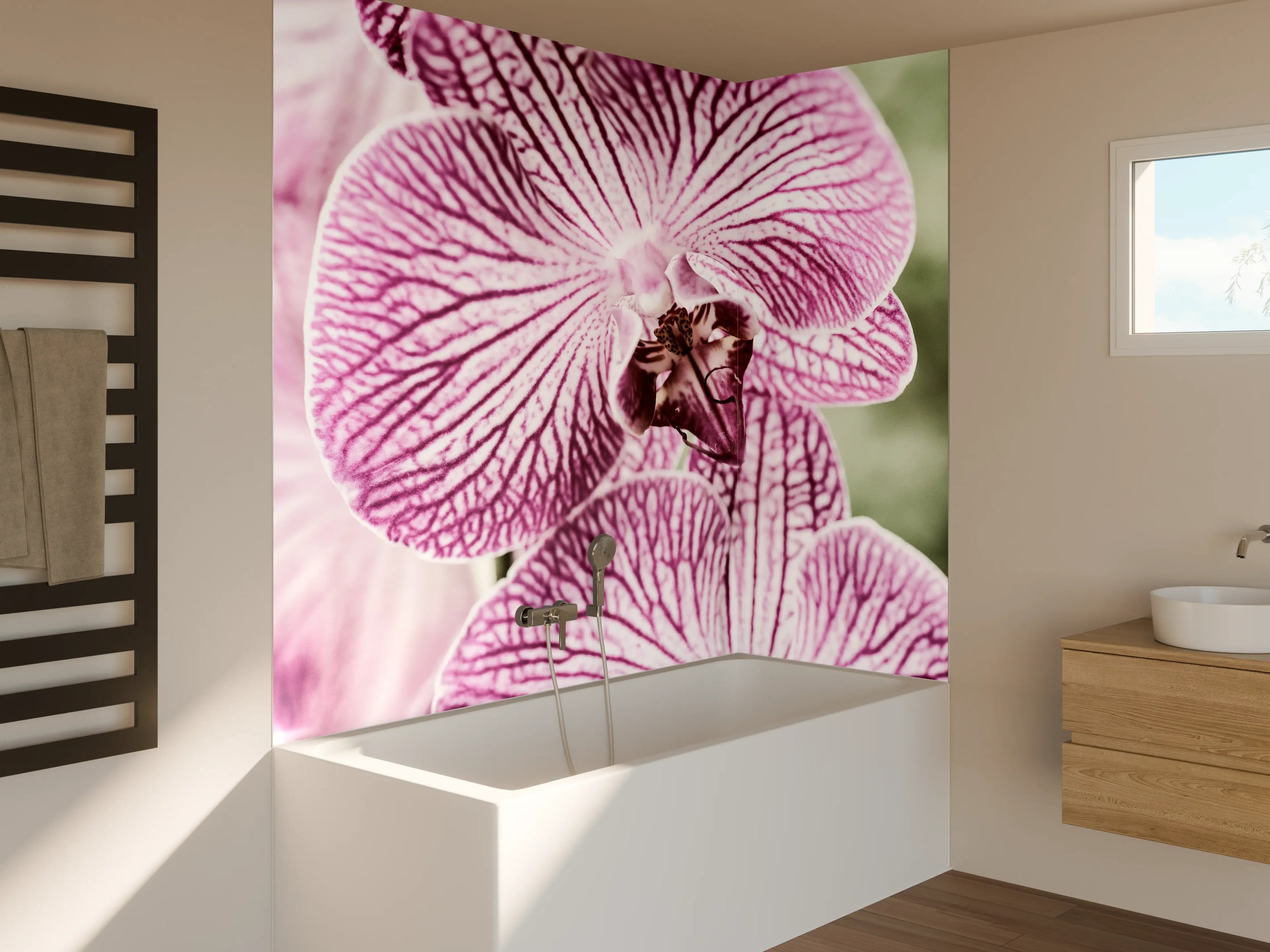 Badewannen-Rückwand - Orchideen Makro Pink-Lila