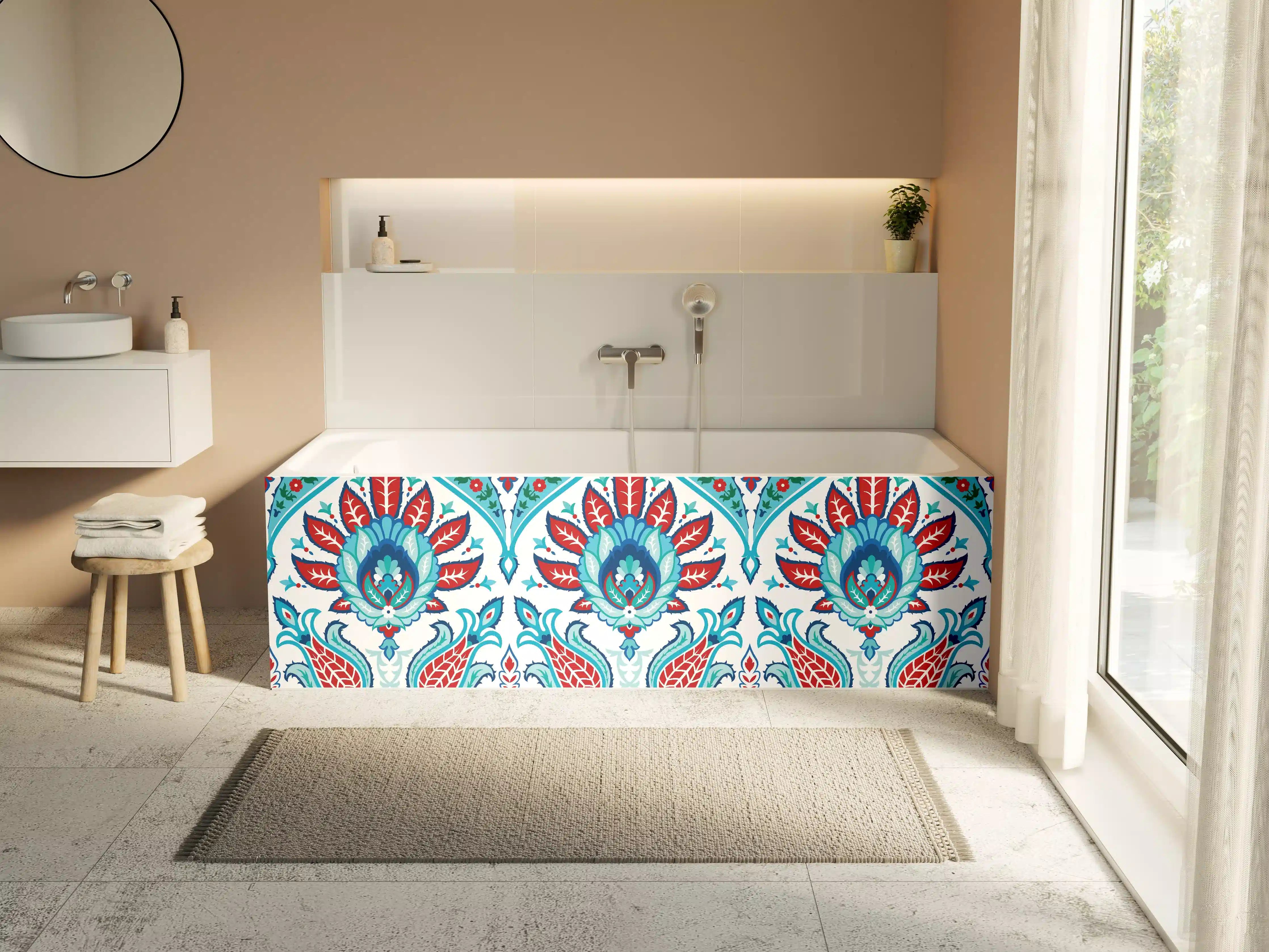 Badewannen-Rückwand - Orient-Floraler Tapetendruck