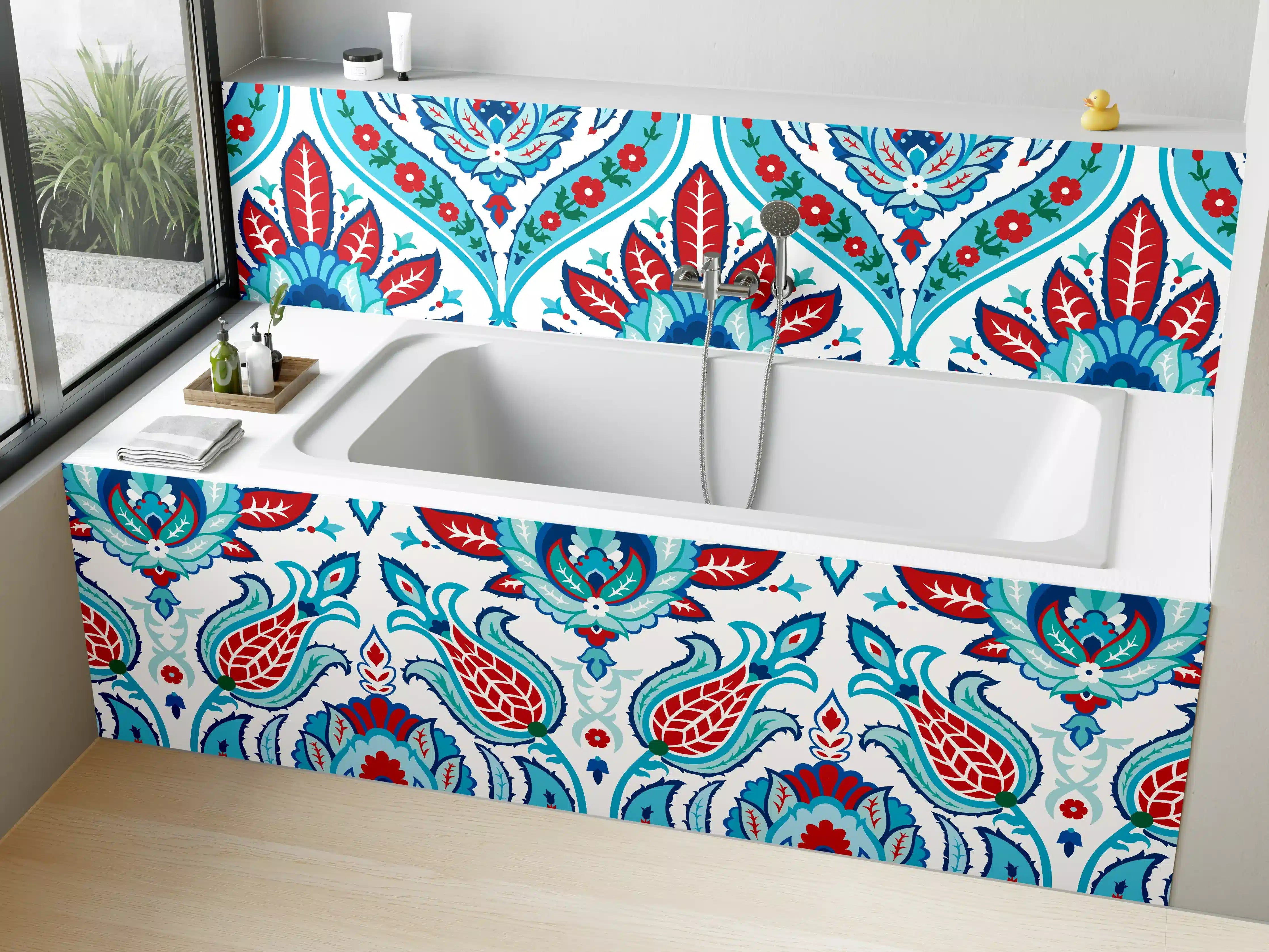 Badewannen-Rückwand - Orient-Floraler Tapetendruck