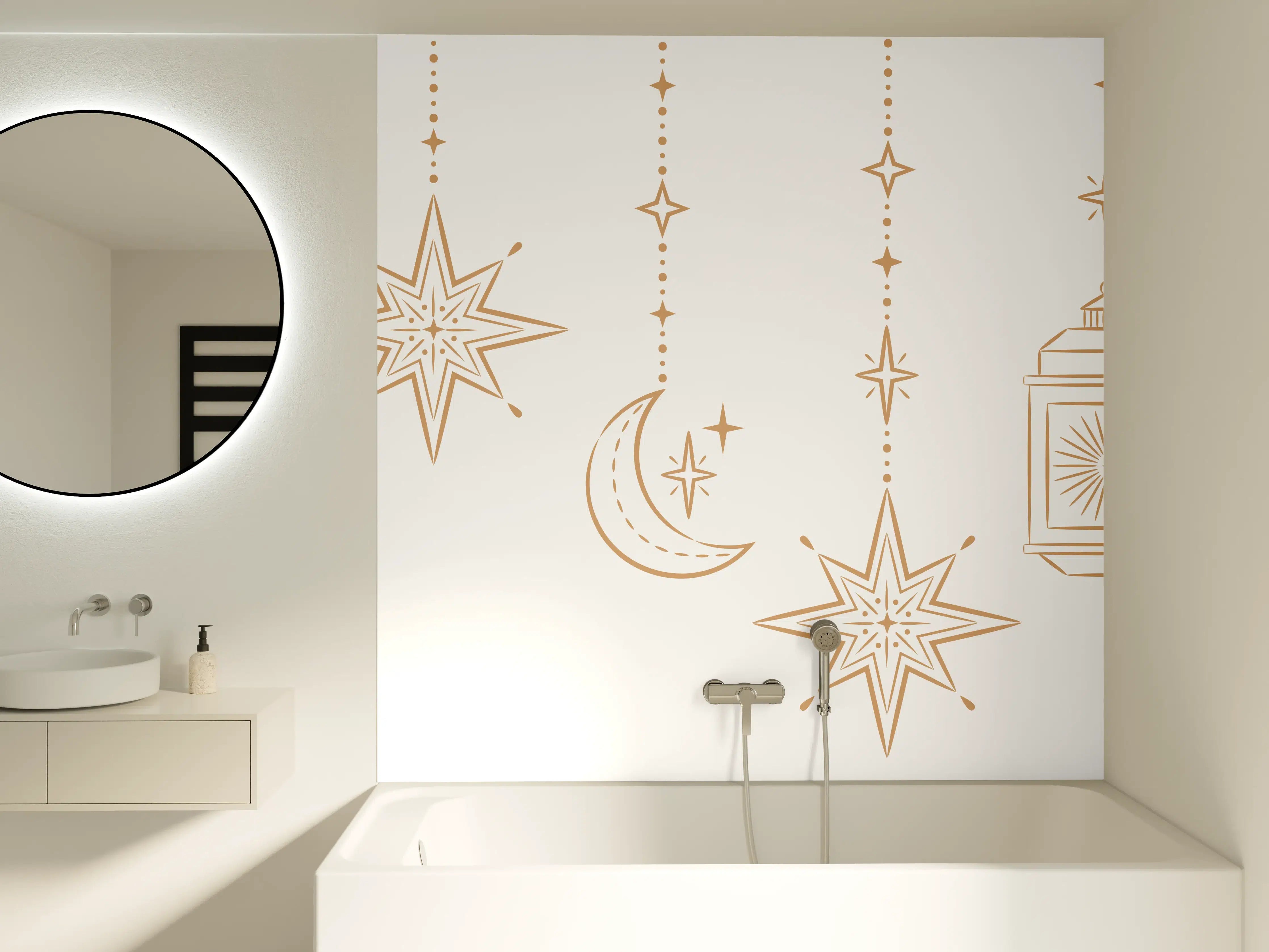 Badewannen-Rückwand - Orientalische Gold Motiv Girlande