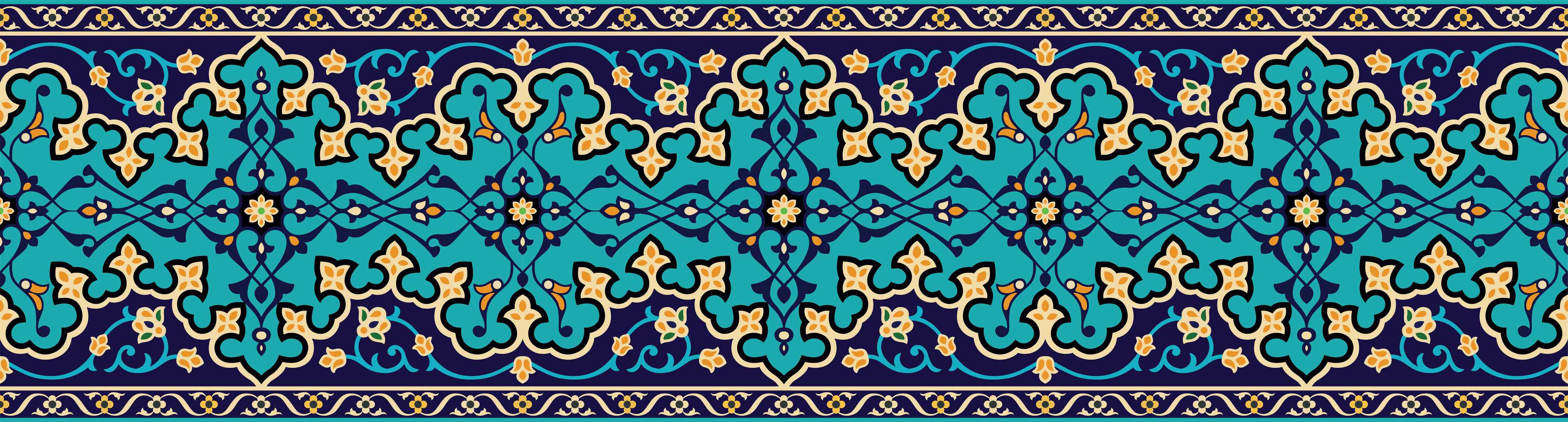 Badewannen-Rückwand-Orientalisches Blau-Türkis Muster