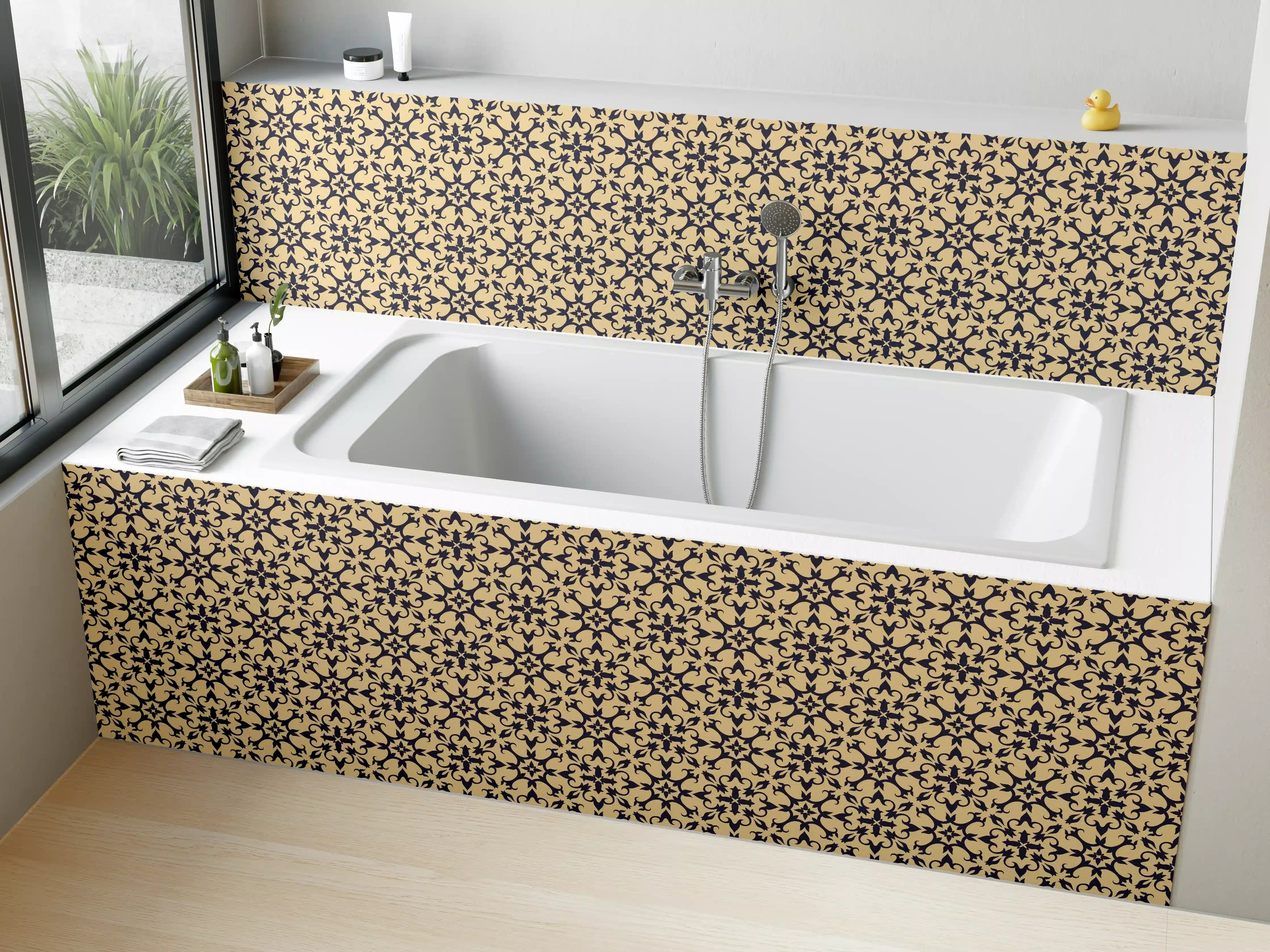 Badewannen-Rückwand - Ornamentales Beige-Muster