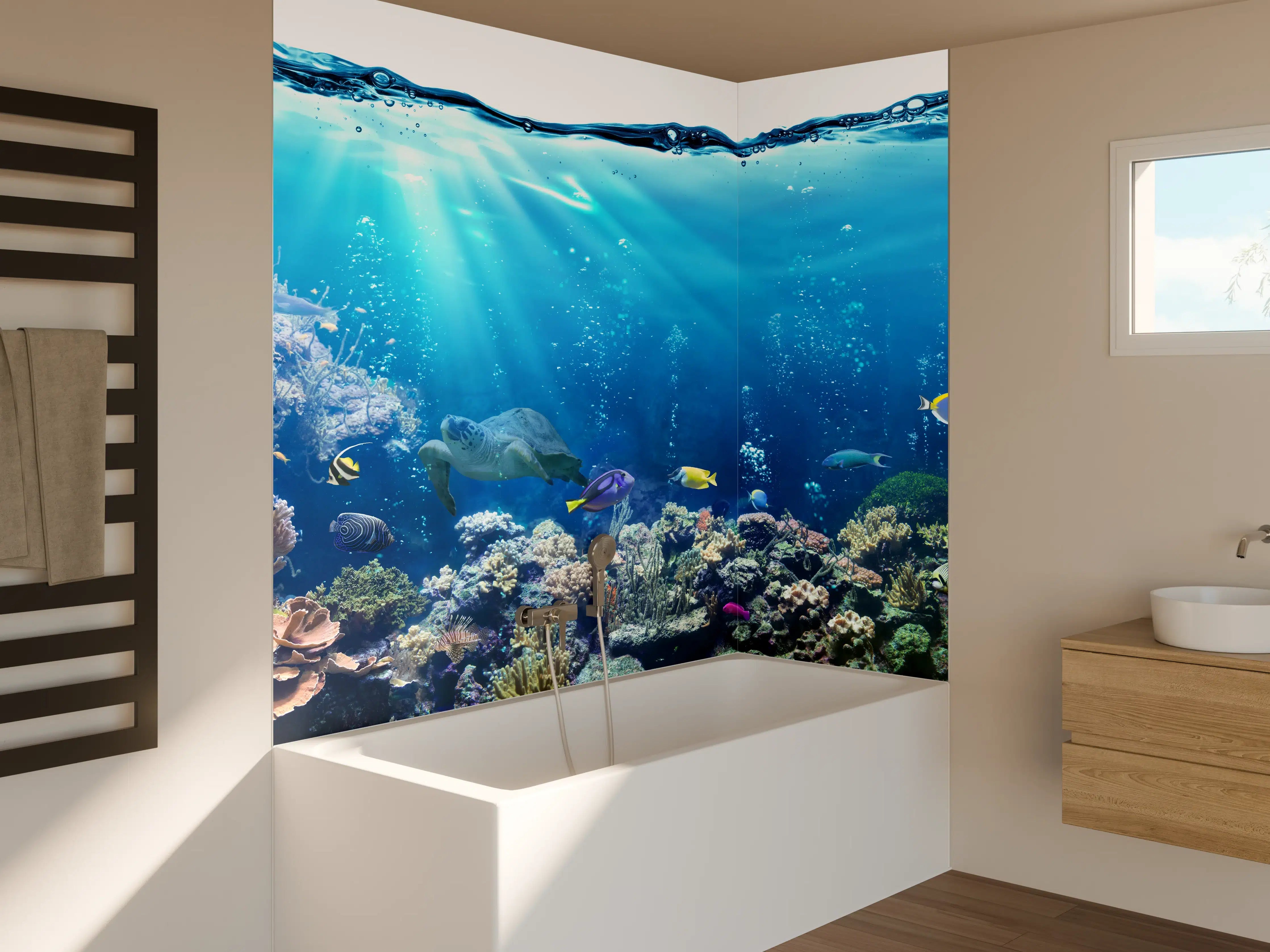 Badewannen-Rückwand - Ozeantiere - Unterwasser