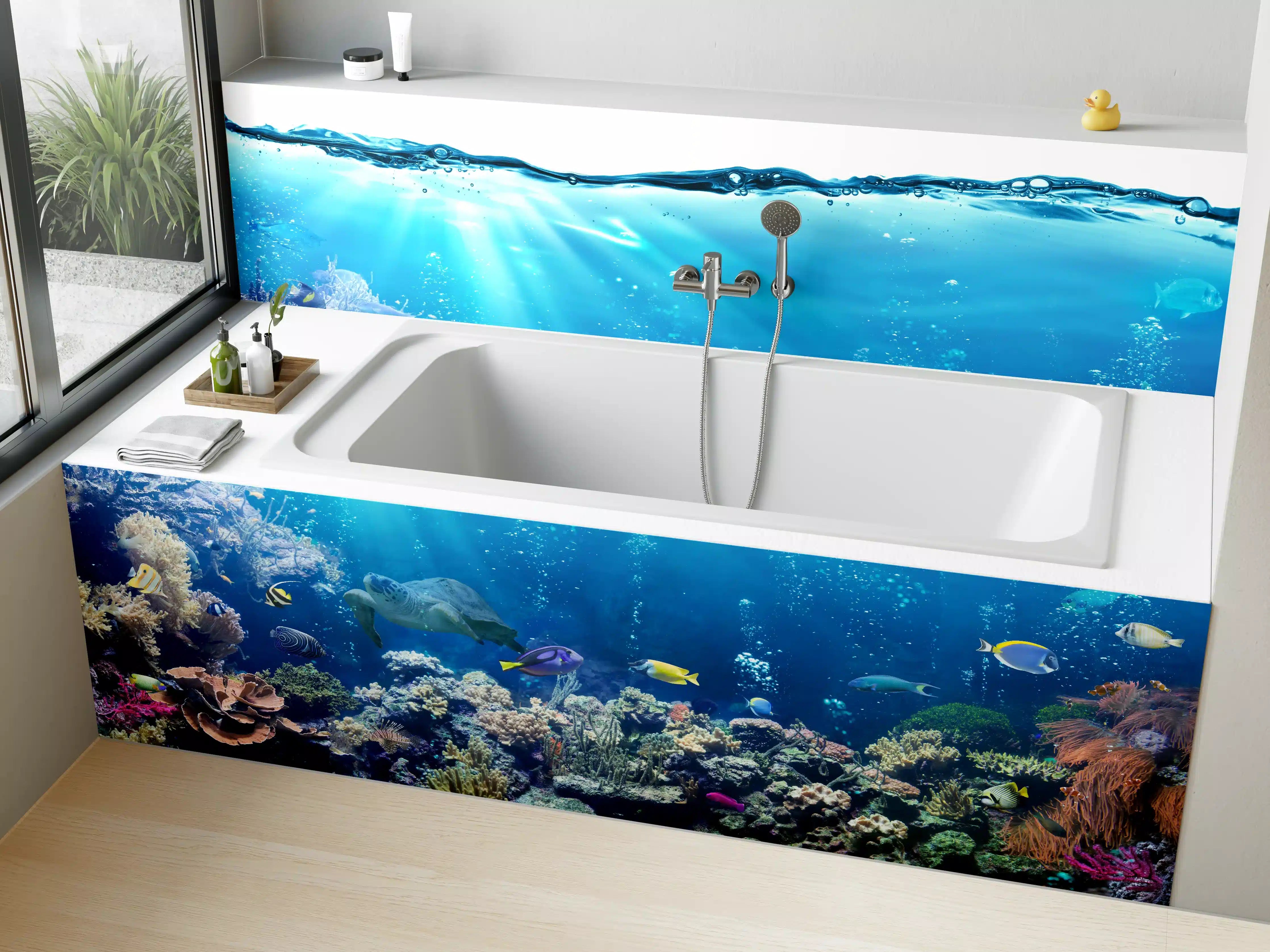 Badewannen-Rückwand - Ozeantiere - Unterwasser