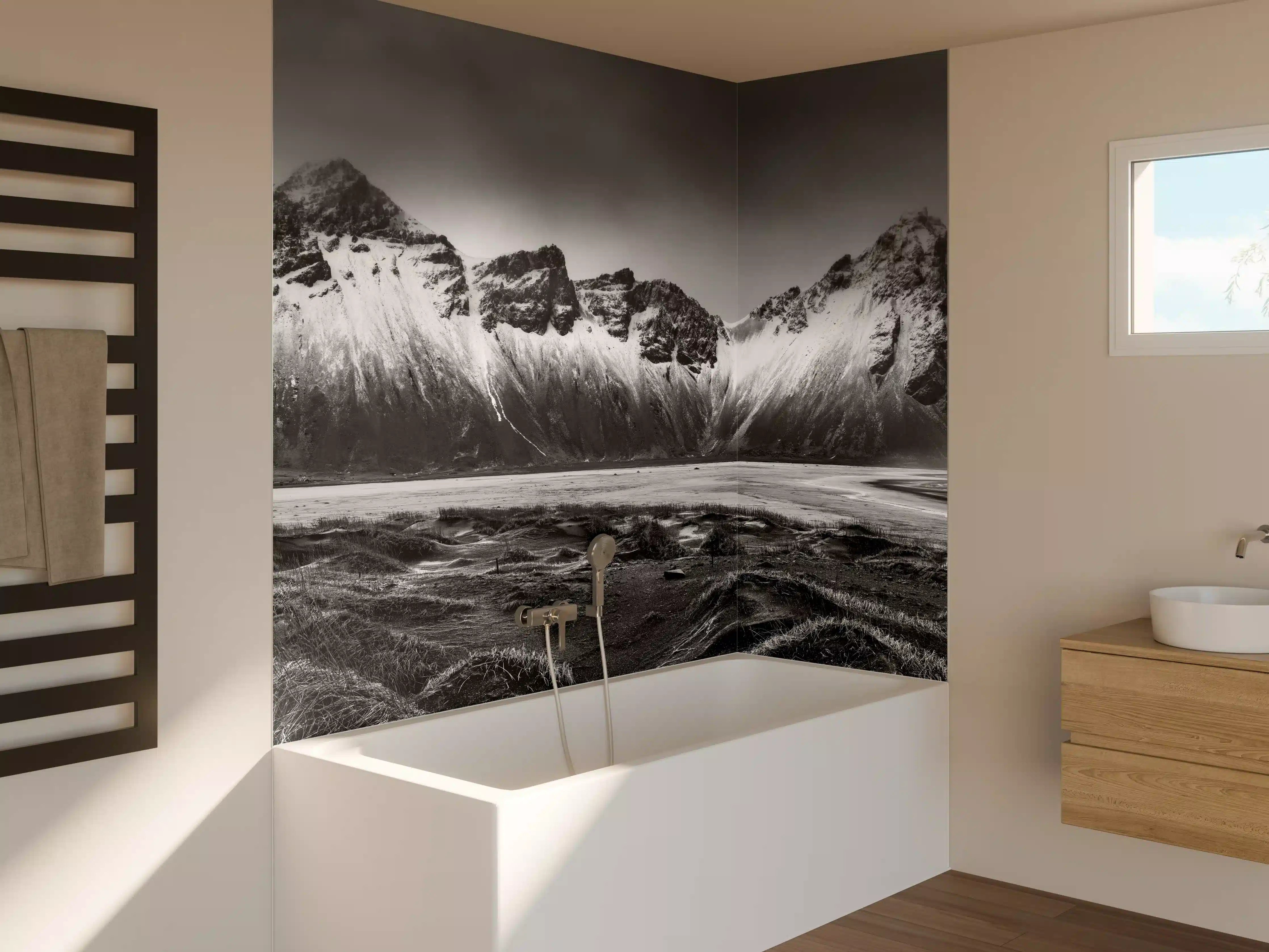 Badewannen-Rückwand - Panorama - Bergkette Vestrahorn