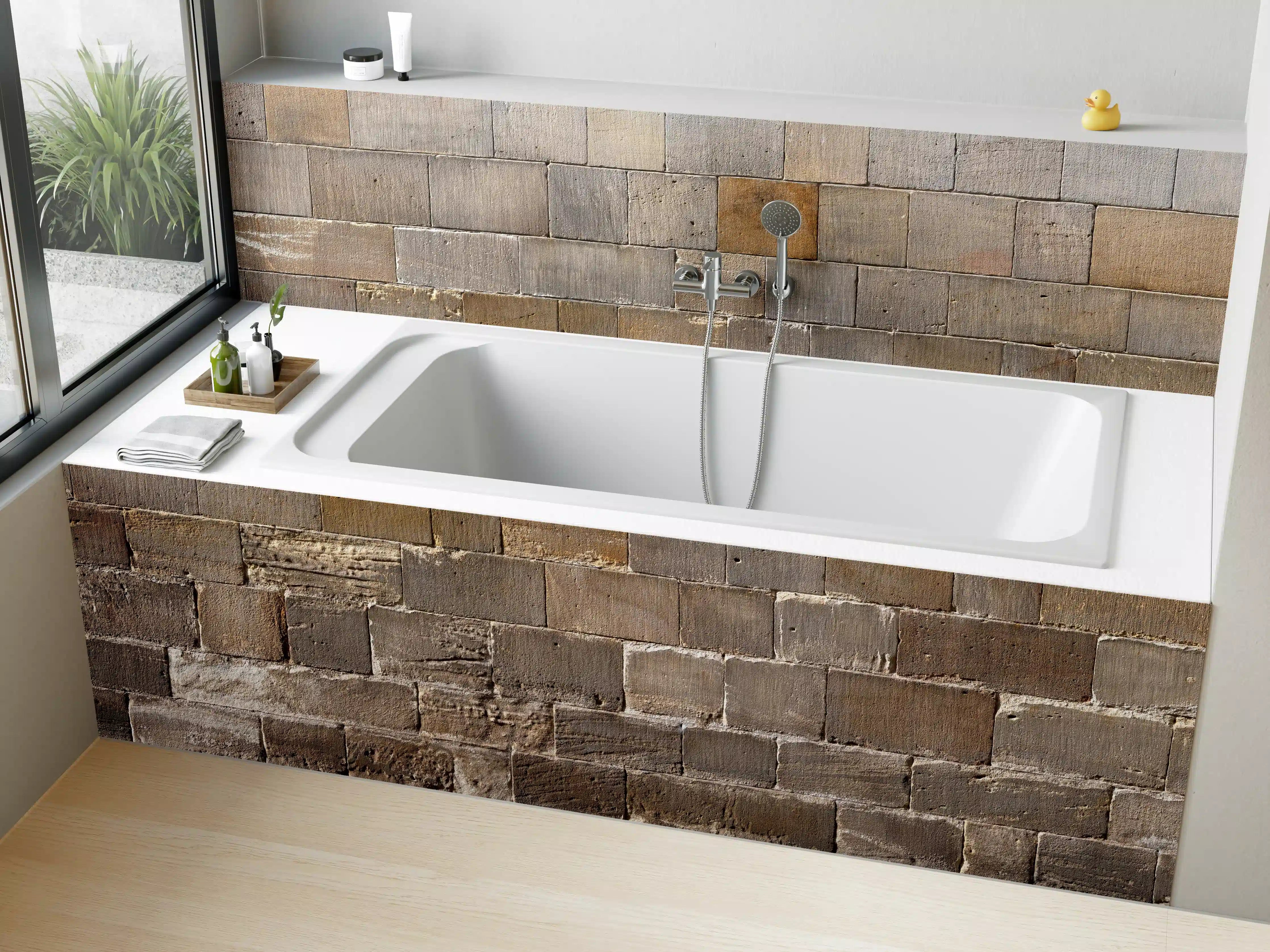 Badewannen-Rückwand - Panorama Kirchenmauer