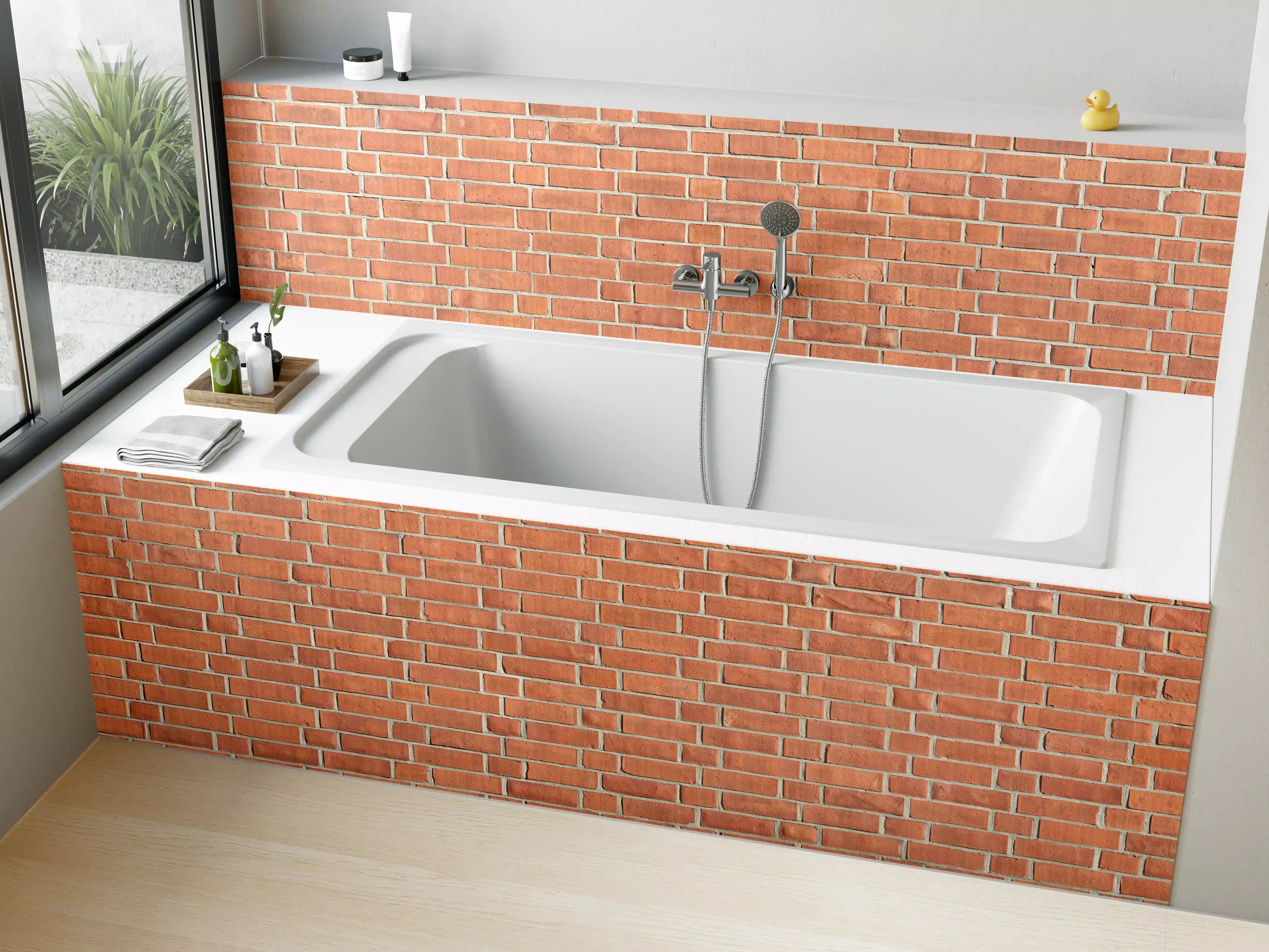 Badewannen-Rückwand - Panorama Rote Ziegelwand
